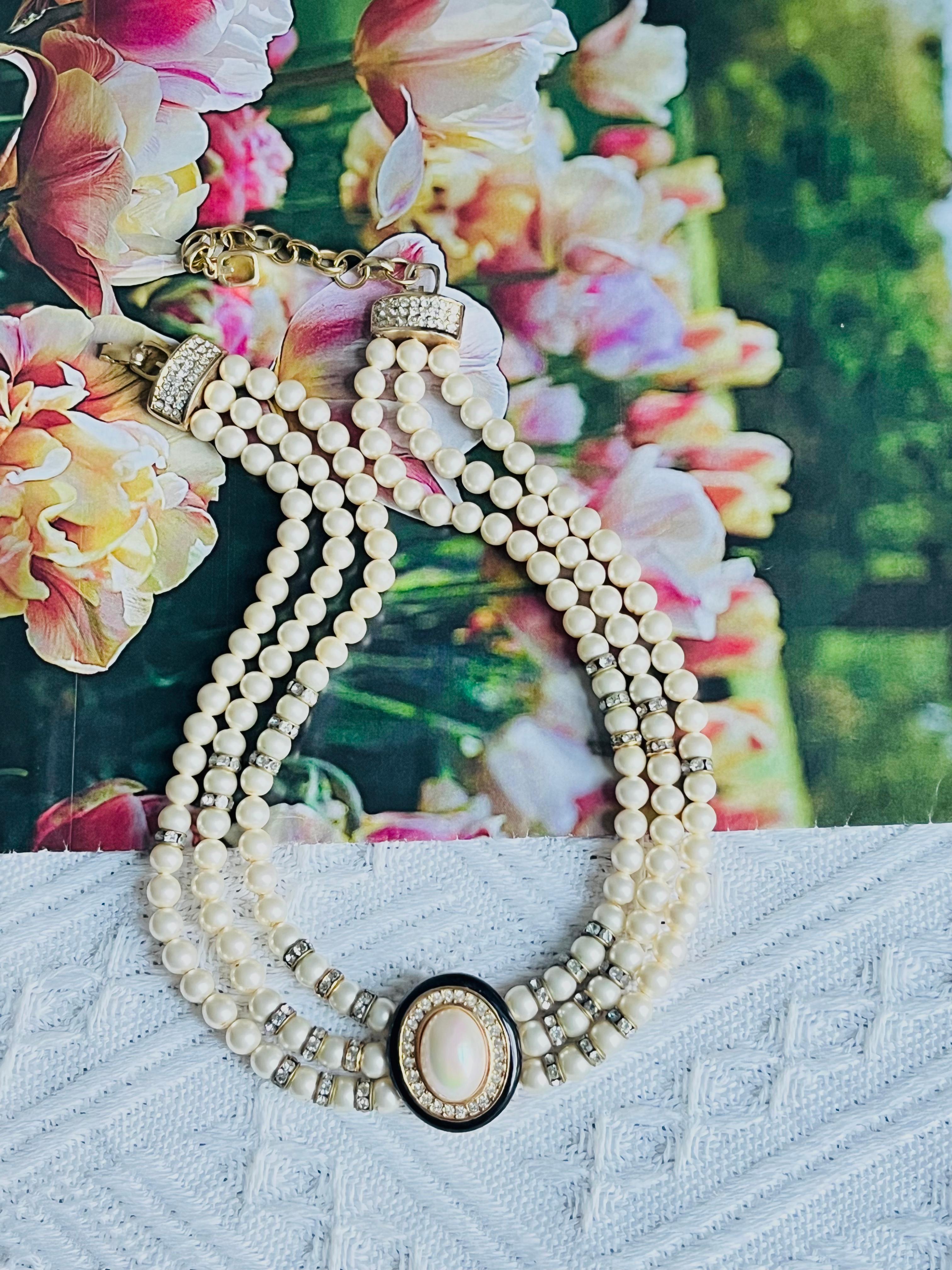 da uomo o donna Christian Dior GROSSE - Collana girocollo ovale con perle e cristalli in Trio in vendita