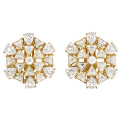 Christian Dior GROSSE Boucles d'oreilles clip triangle avec goutte d'eau et cristaux en forme de flocon de neige