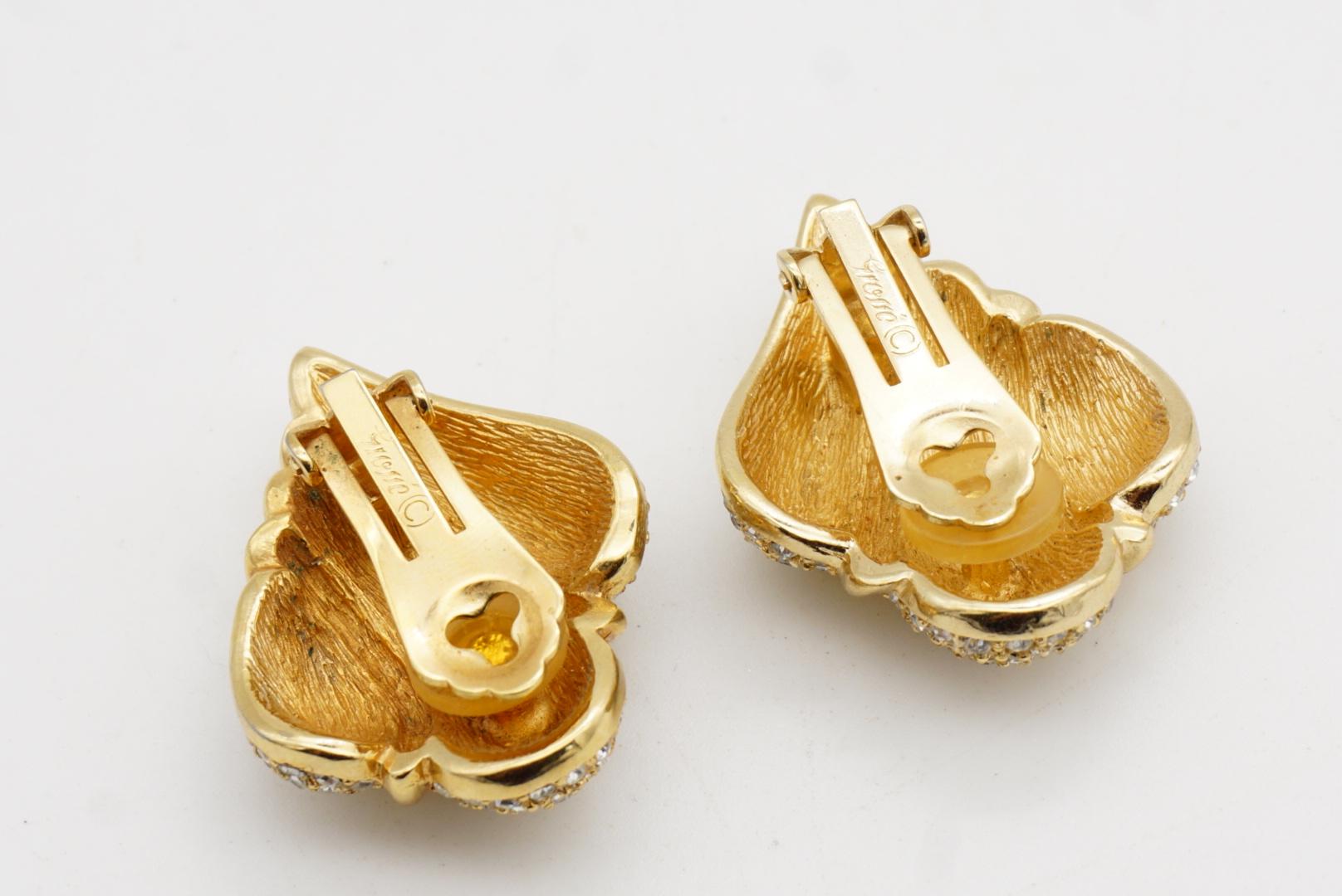 Christian Dior GROSSE Große Ganzkristalle Blatt Herz Geometrische Clip-Ohrringe im Angebot 6