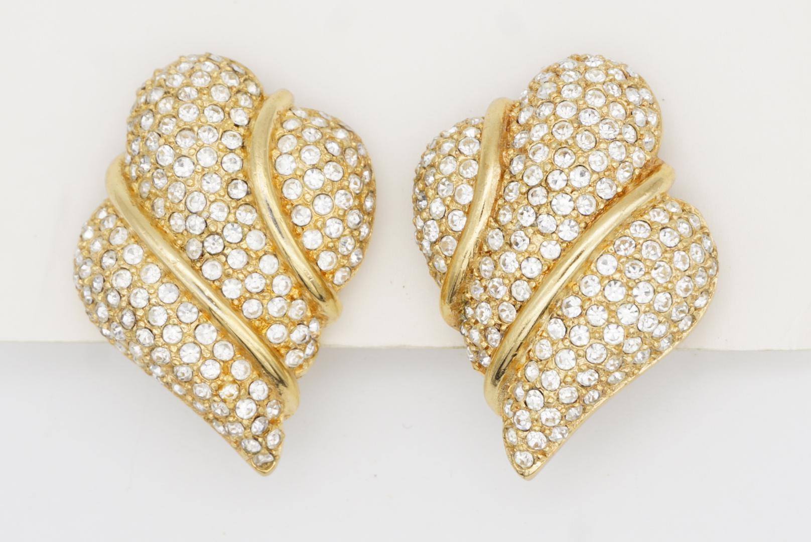 Christian Dior GROSSE Große Ganzkristalle Blatt Herz Geometrische Clip-Ohrringe im Angebot 1
