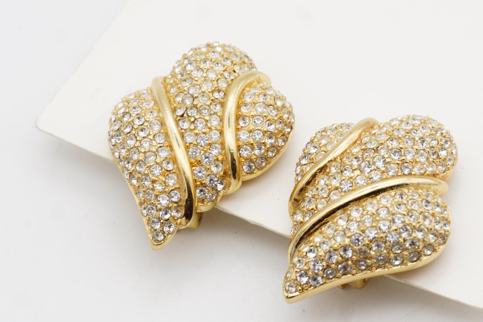 Christian Dior GROSSE Große Ganzkristalle Blatt Herz Geometrische Clip-Ohrringe im Angebot 2