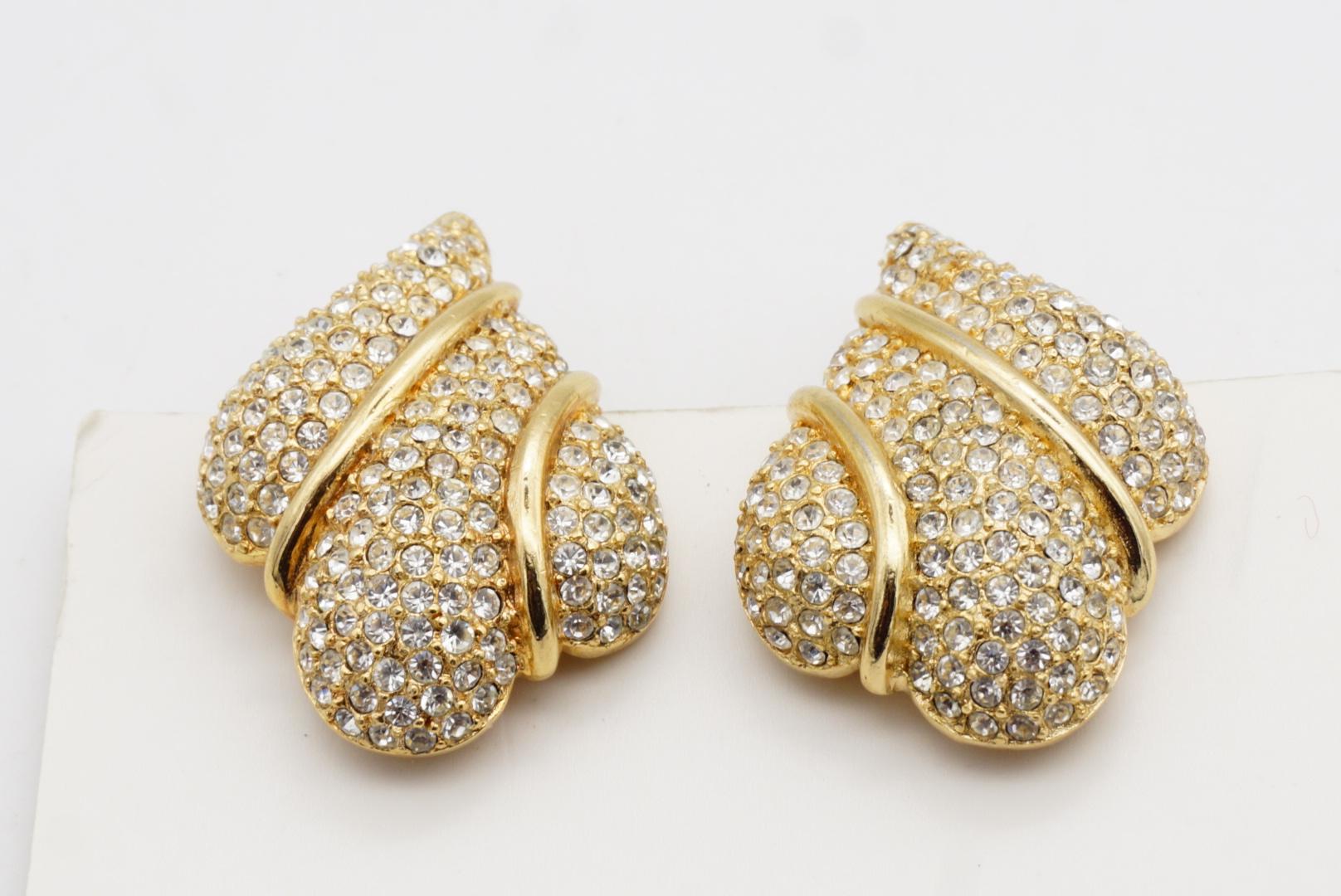 Christian Dior GROSSE Große Ganzkristalle Blatt Herz Geometrische Clip-Ohrringe im Angebot 3