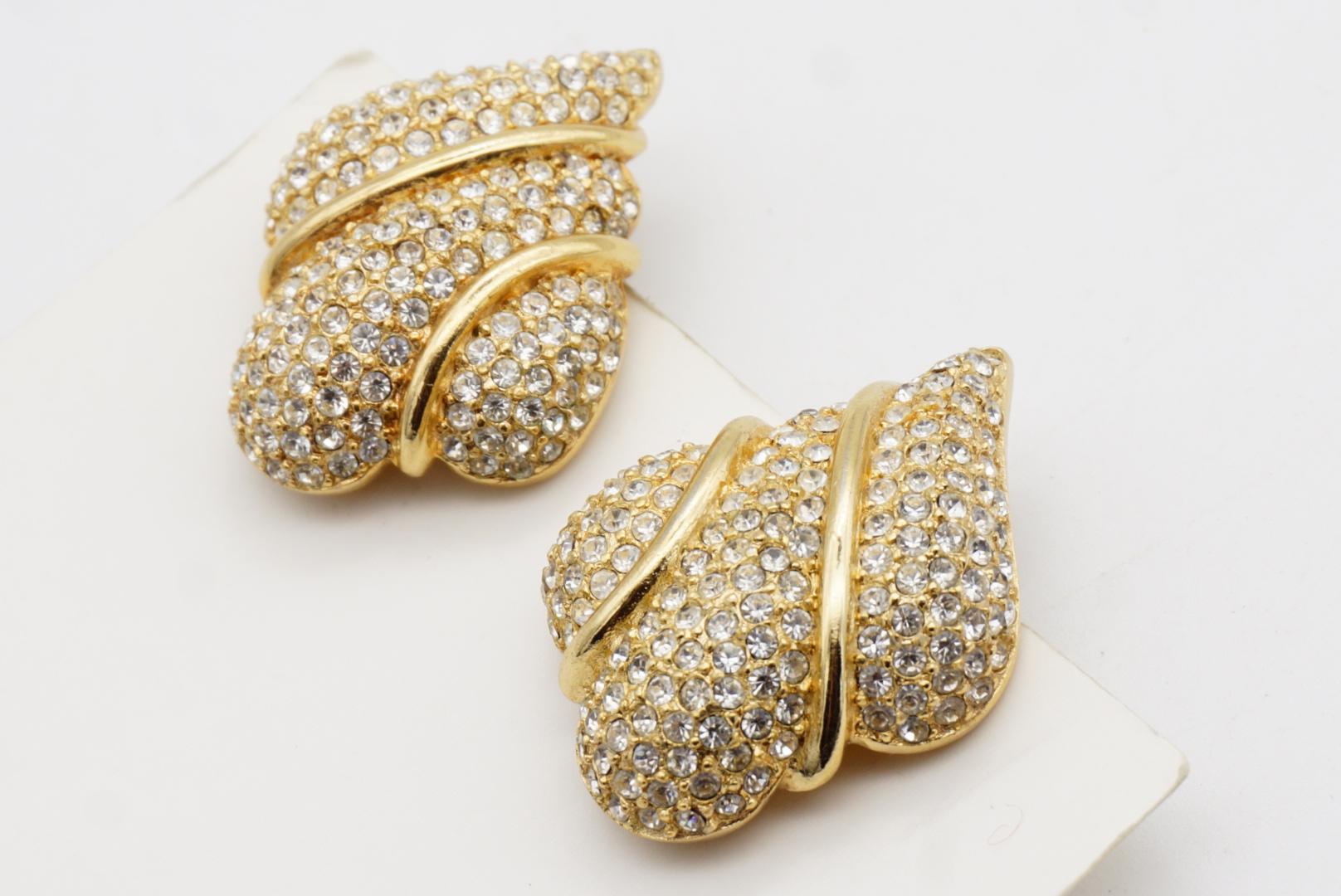 Christian Dior GROSSE Große Ganzkristalle Blatt Herz Geometrische Clip-Ohrringe im Angebot 4
