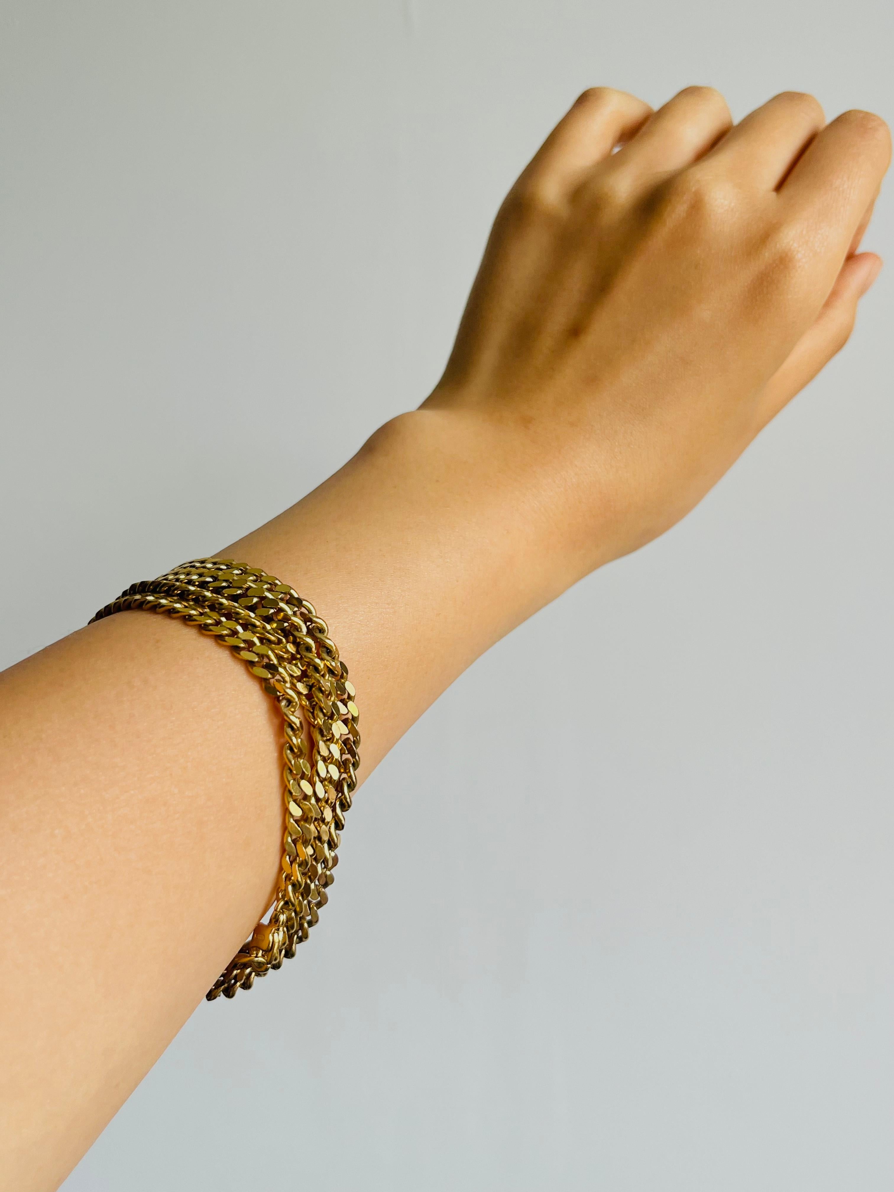 Christian Dior GROSSE Collana lunga in oro con catena cubana intrecciata in vendita 5