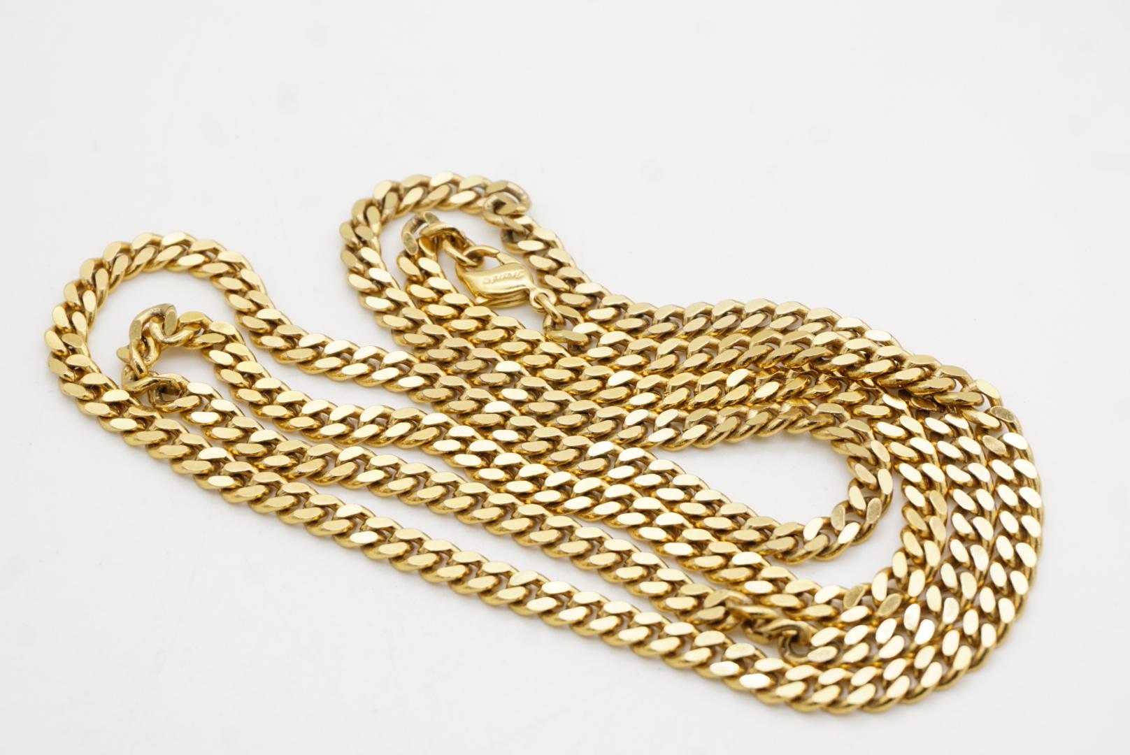 Christian Dior GROSSE Collana lunga in oro con catena cubana intrecciata in vendita 7