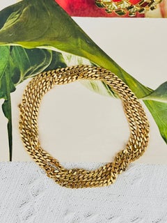 Christian Dior GROSSE Linked Curb Cuban Interlocked Chain Gold Long Necklace