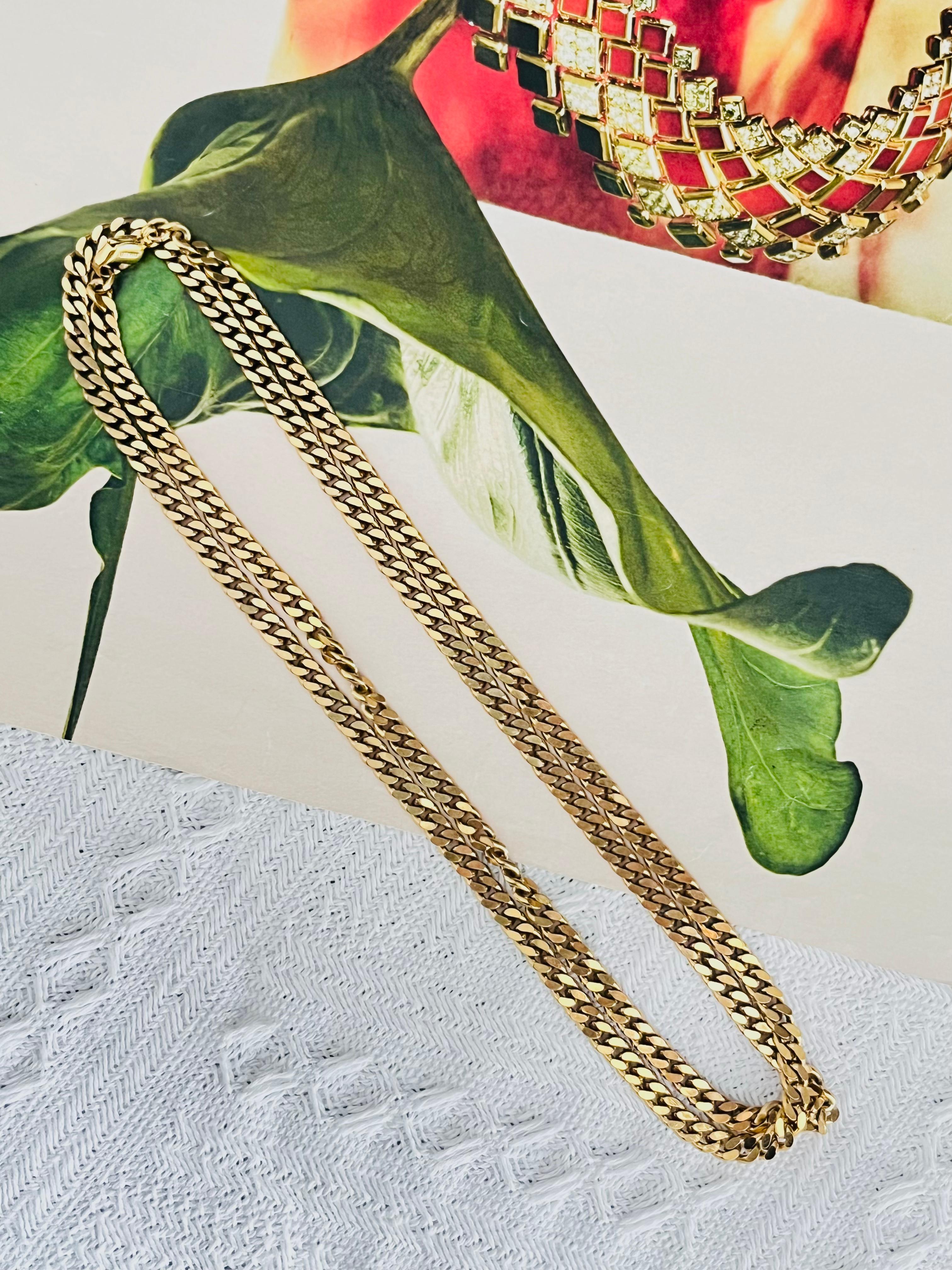Art Déco Christian Dior GROSSE Collana lunga in oro con catena cubana intrecciata in vendita