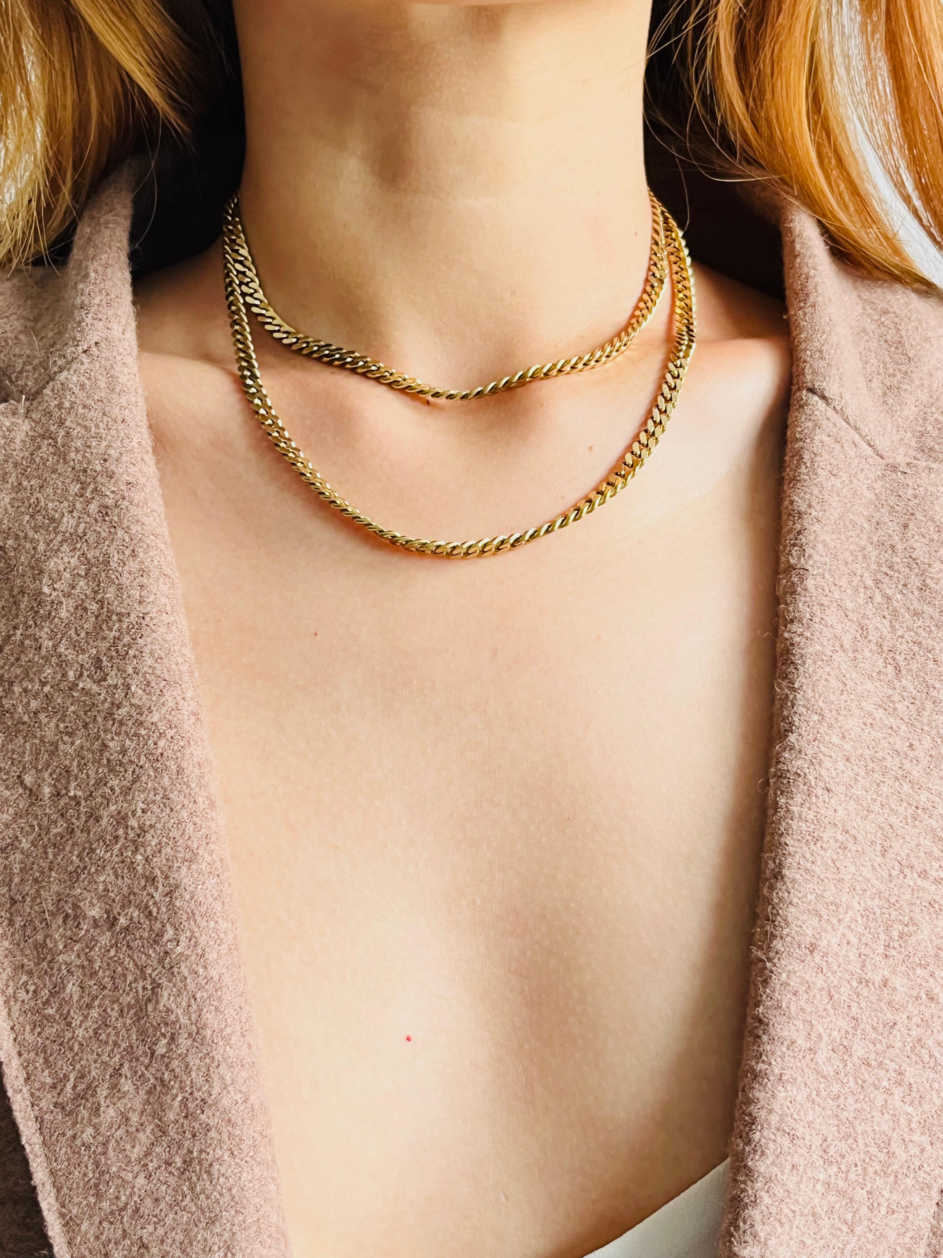 Christian Dior GROSSE Collana lunga in oro con catena cubana intrecciata in vendita 1