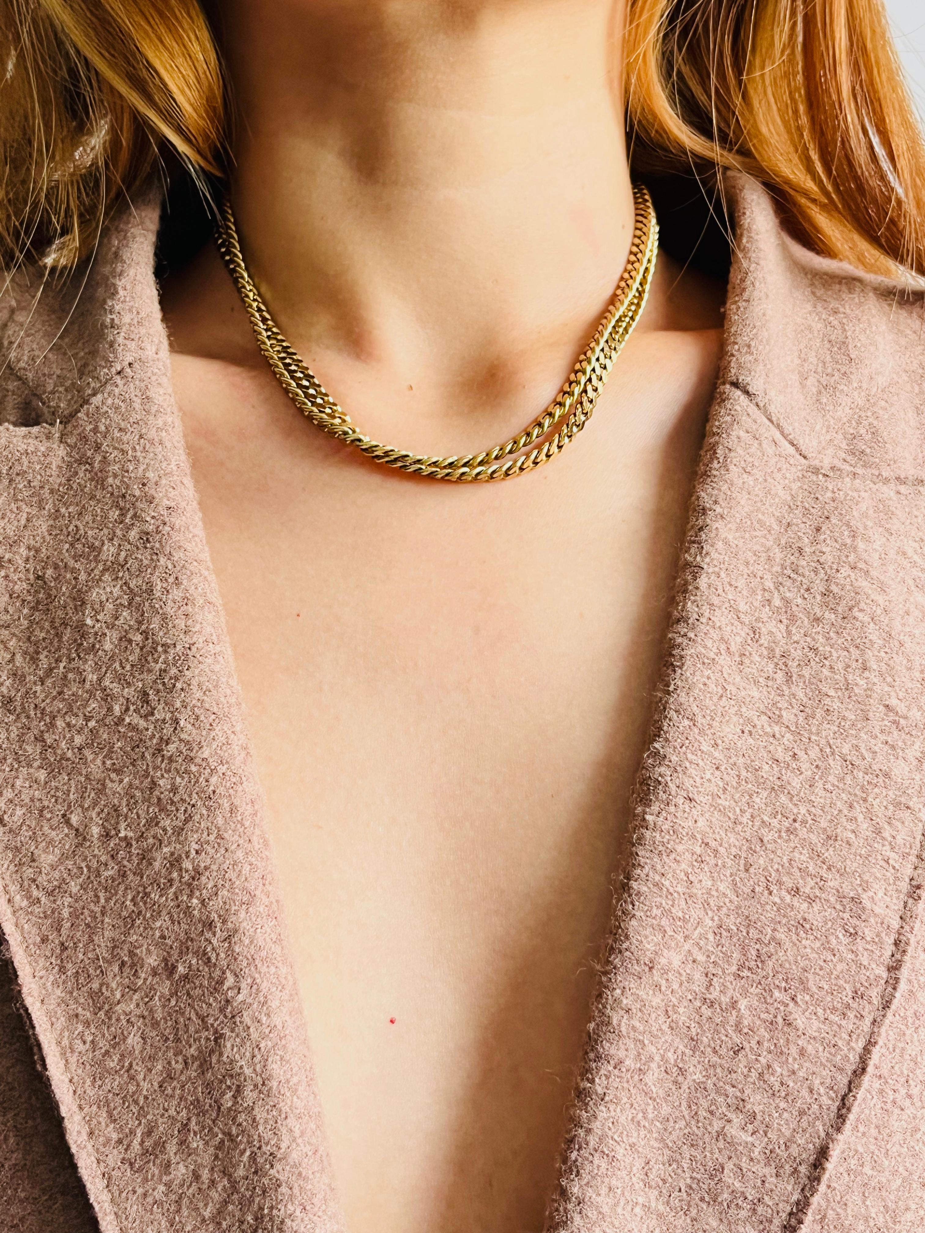 Christian Dior GROSSE Collana lunga in oro con catena cubana intrecciata in vendita 2