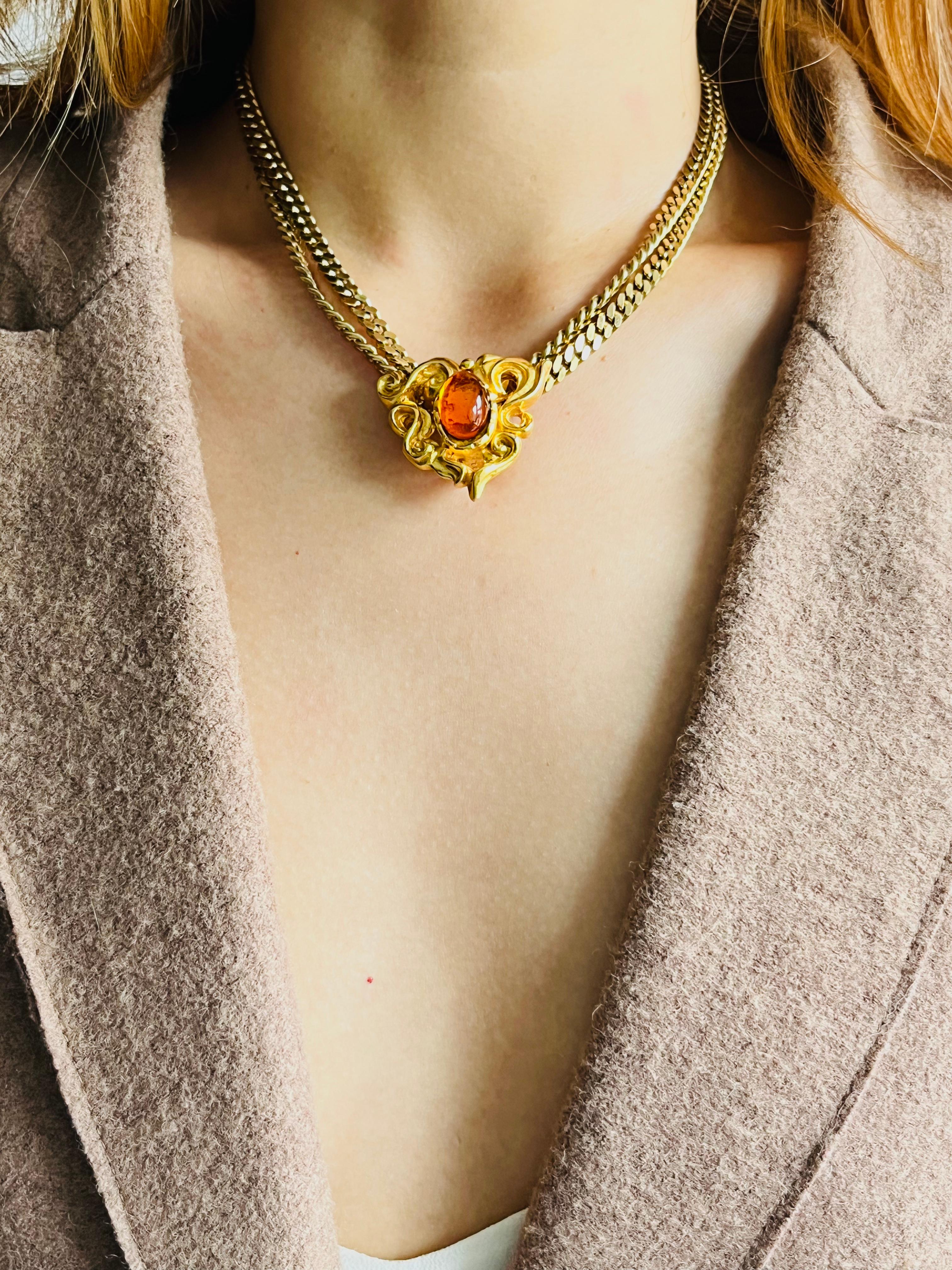Christian Dior GROSSE Collana lunga in oro con catena cubana intrecciata in vendita 3