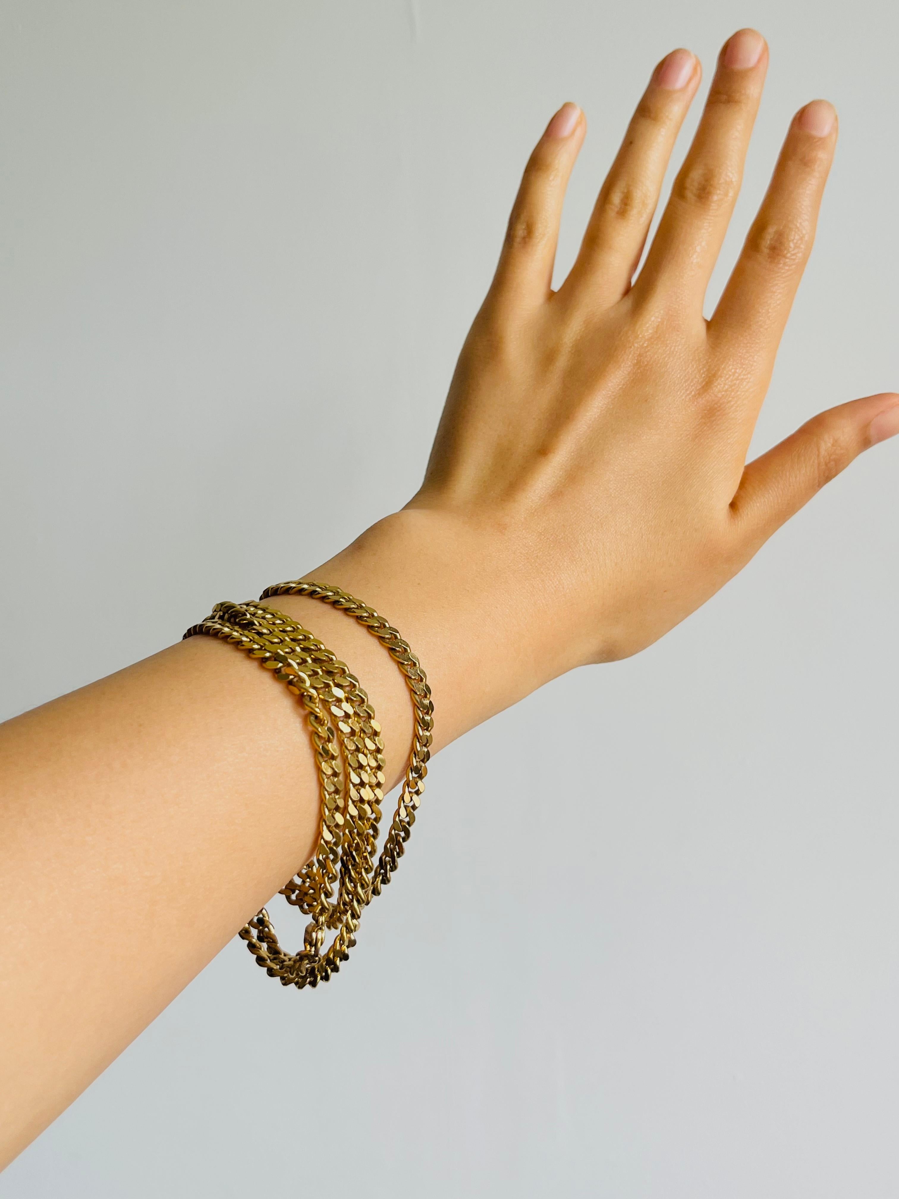 Christian Dior GROSSE Collana lunga in oro con catena cubana intrecciata in vendita 4