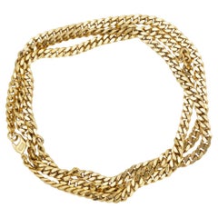Christian Dior GROSSE Collana lunga in oro con catena cubana intrecciata
