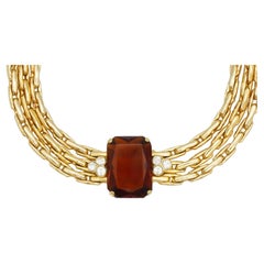 Christian Dior GROSSE Octagon Madeira Citrine Crystals Strands Necklace