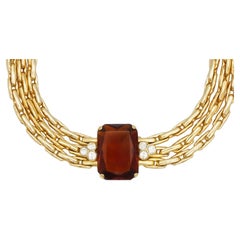 Christian Dior GROSSE Octagon Madeira Citrine Crystals Strands Necklace
