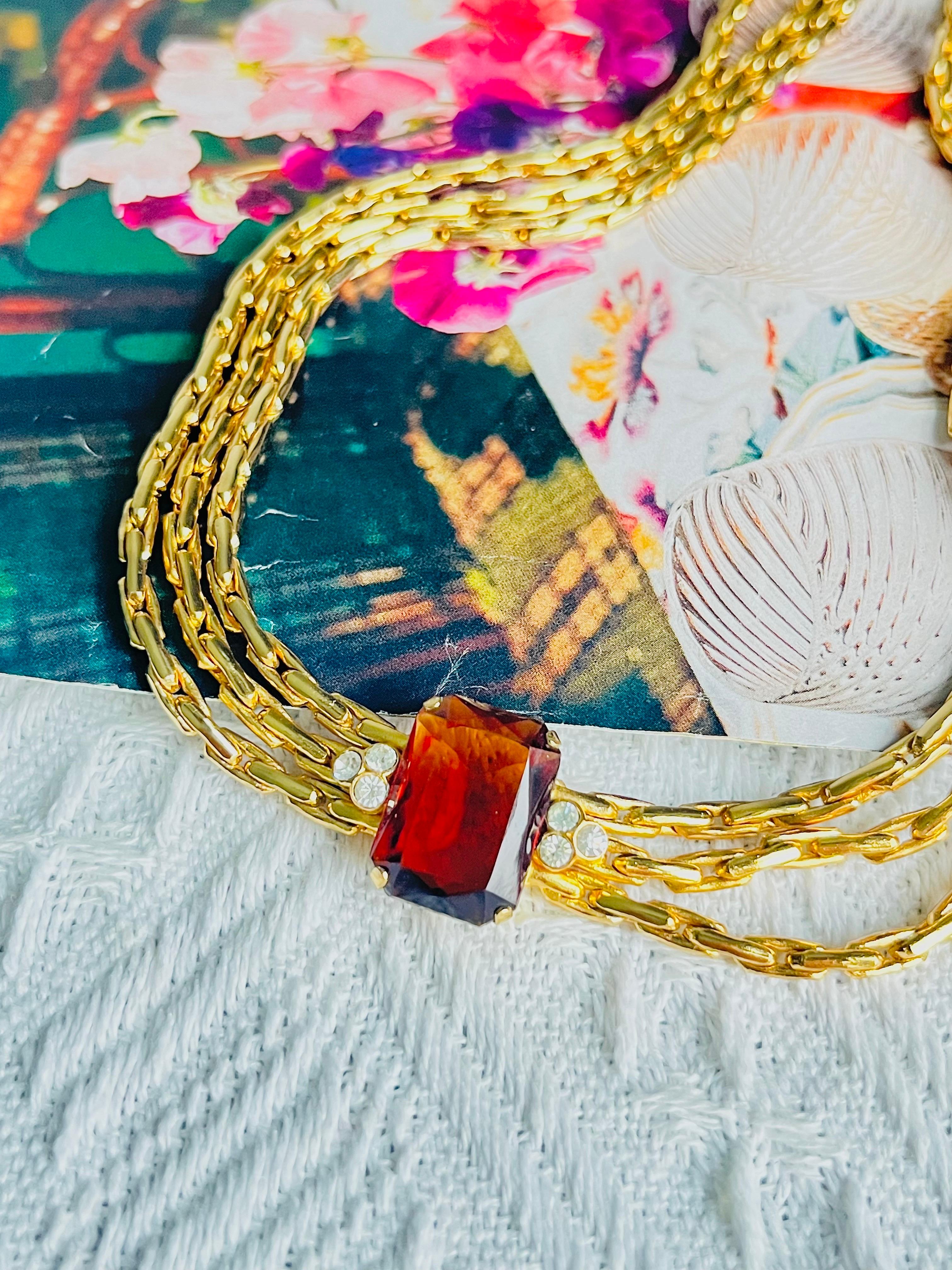Collar Christian Dior GROSSE Trío de 3 vueltas de cristales octogonales de citrino de Madeira Art Decó en venta