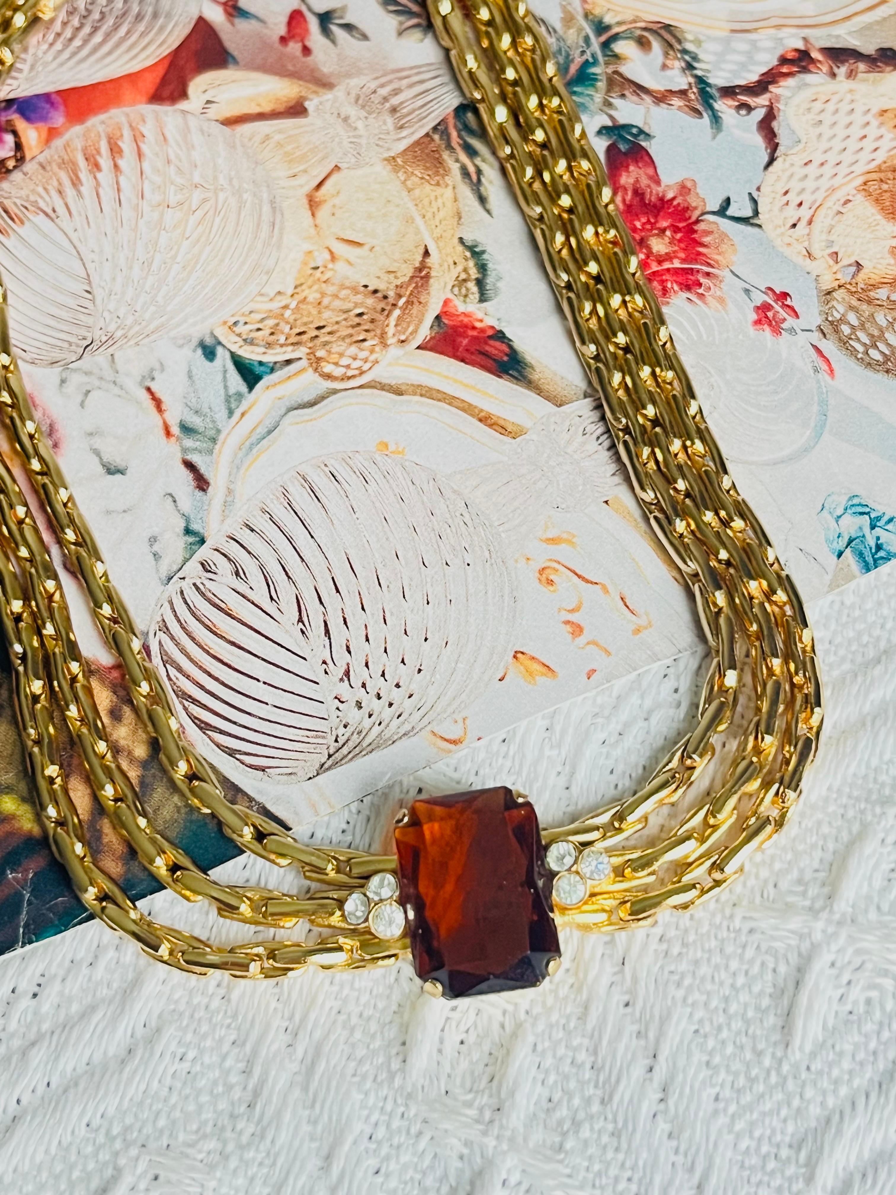 Collar Christian Dior GROSSE Trío de 3 vueltas de cristales octogonales de citrino de Madeira en Excelente estado para la venta en Wokingham, England