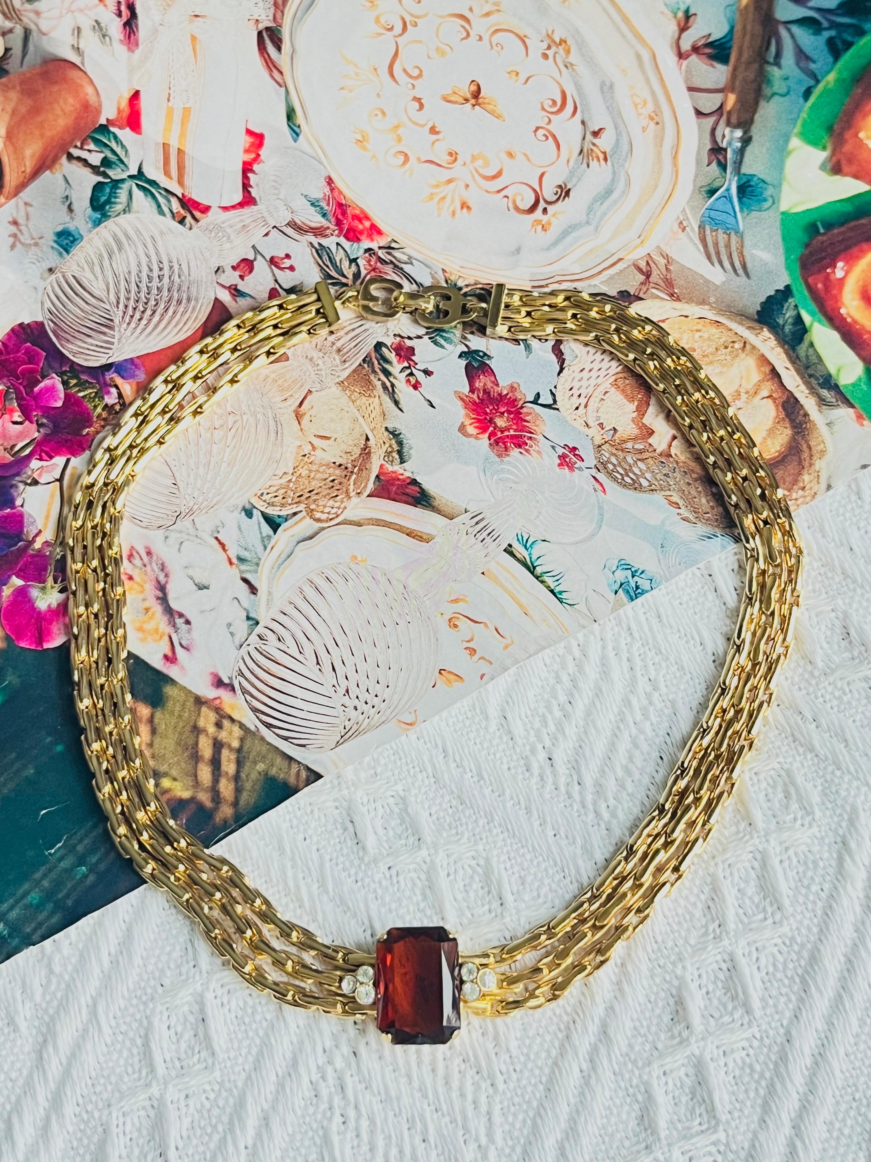 Femenino o masculino Collar Christian Dior GROSSE Trío de 3 vueltas de cristales octogonales de citrino de Madeira en venta