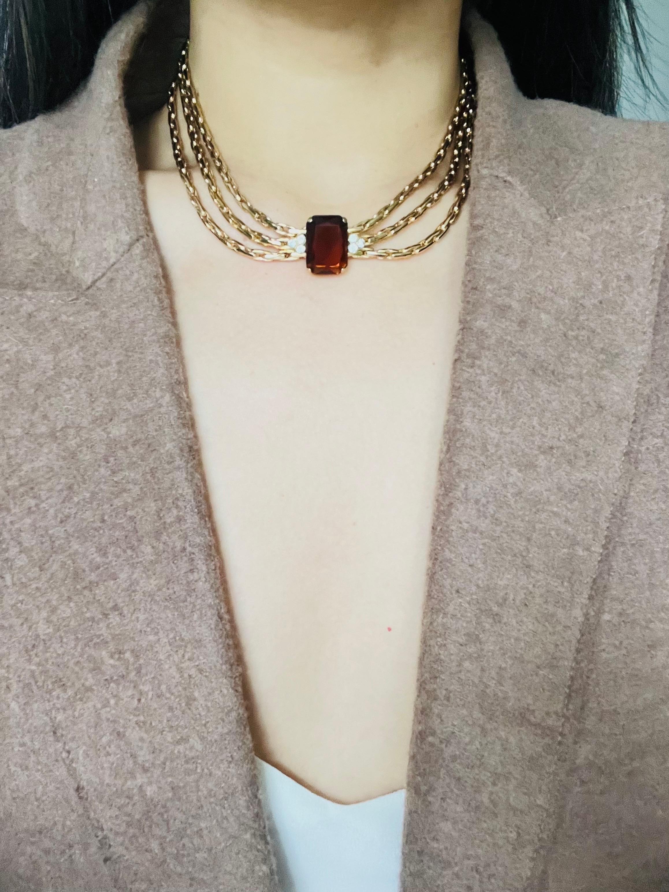 Collar Christian Dior GROSSE Trío de 3 vueltas de cristales octogonales de citrino de Madeira en venta 1