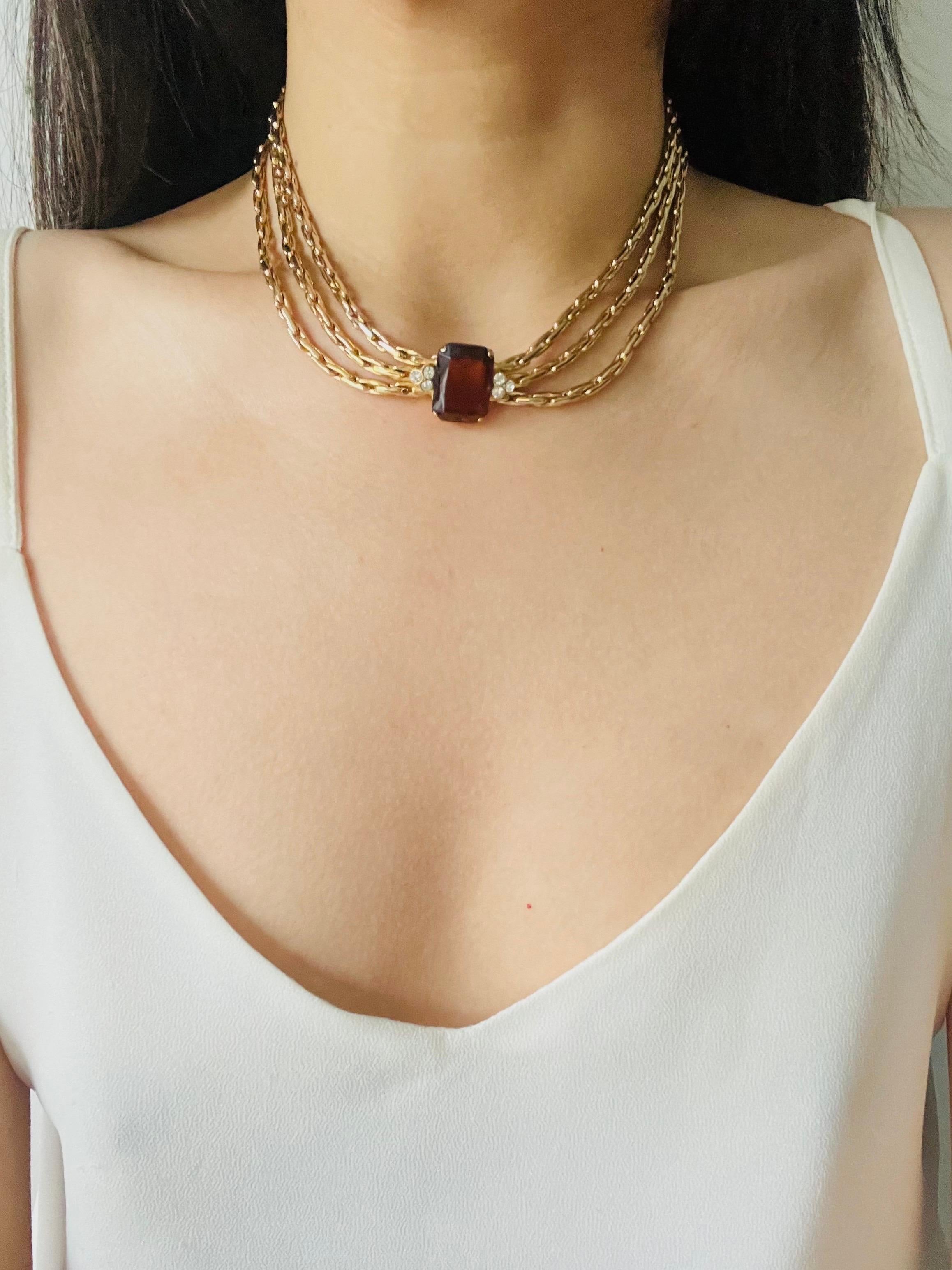 Collar Christian Dior GROSSE Trío de 3 vueltas de cristales octogonales de citrino de Madeira en venta 3