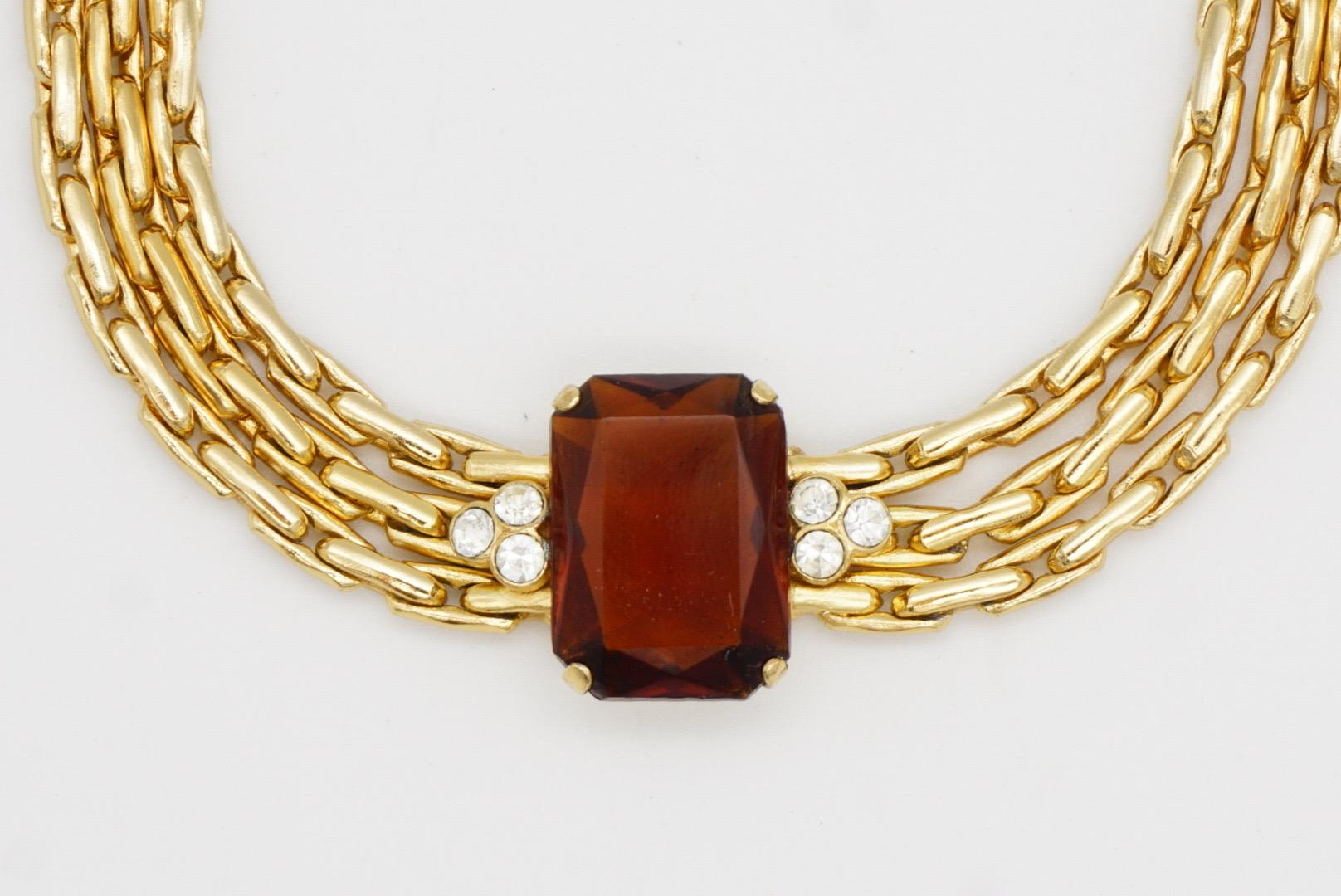 Collar Christian Dior GROSSE Trío de 3 vueltas de cristales octogonales de citrino de Madeira en venta 4