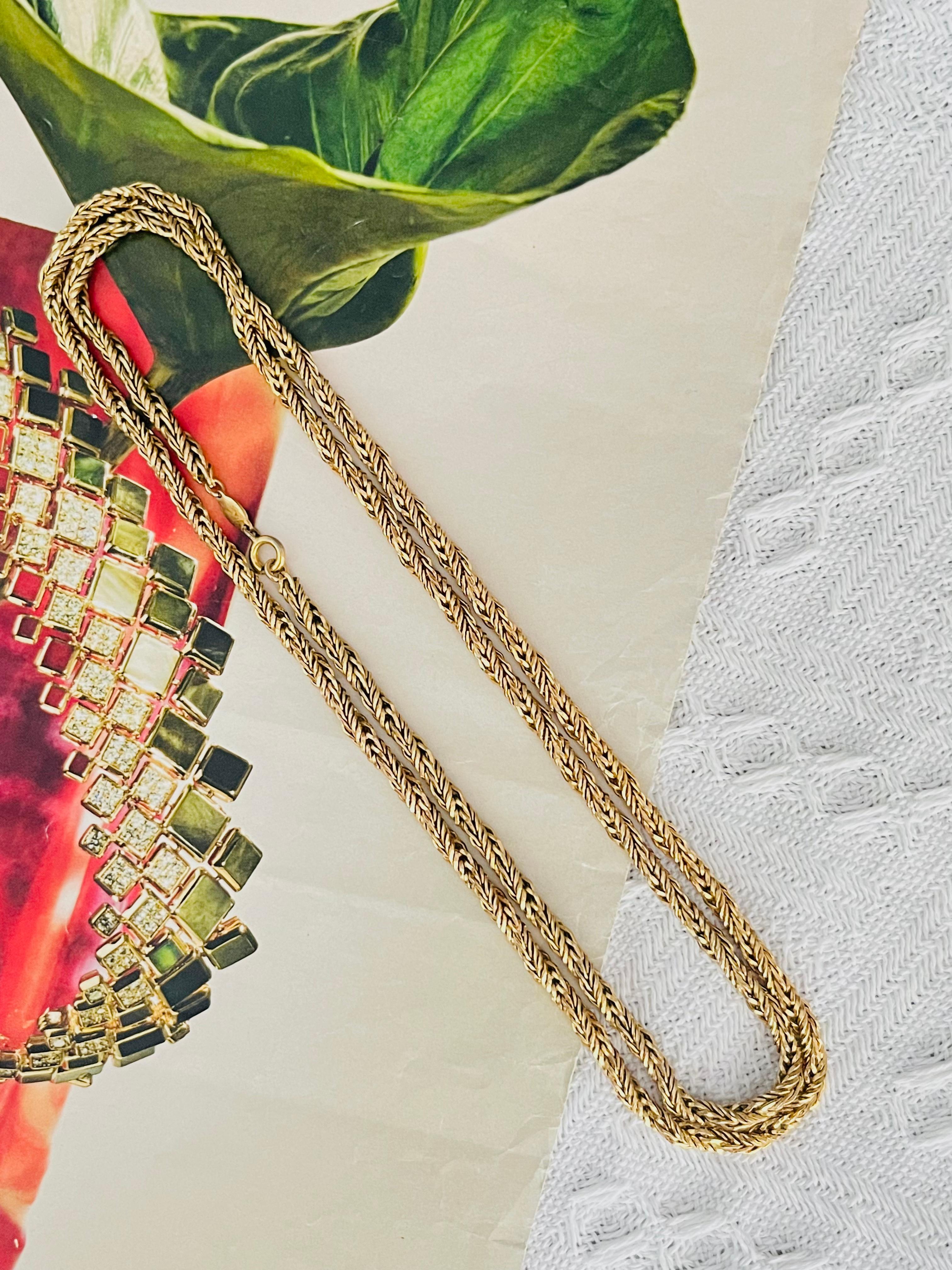 Art Deco Christian Dior GROSSE Versatile Wheat Braids Spiral Rope Long Necklace Bracelet For Sale