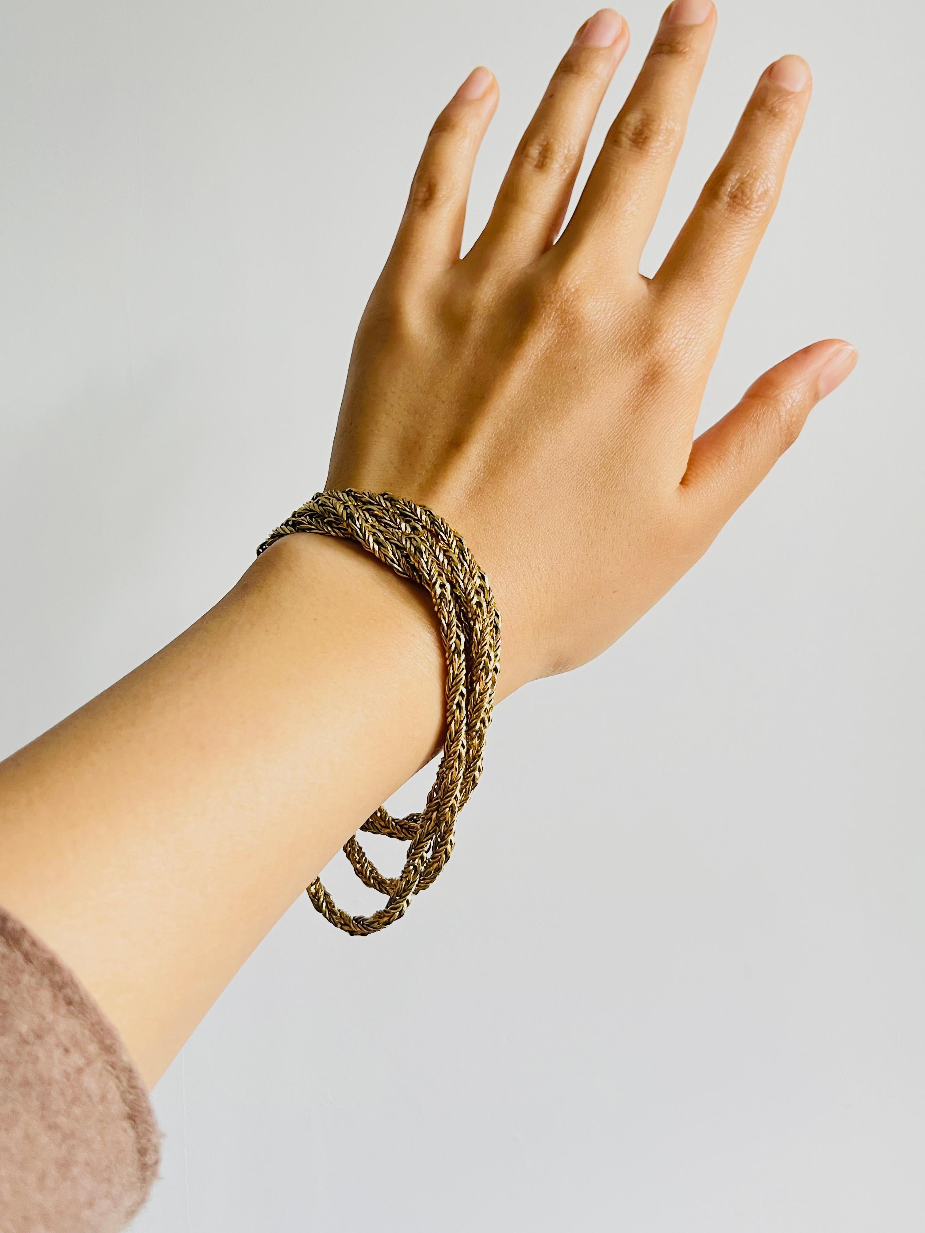 Christian Dior GROSSE Versatile Wheat Braids Spiral Rope Long Necklace Bracelet For Sale 4