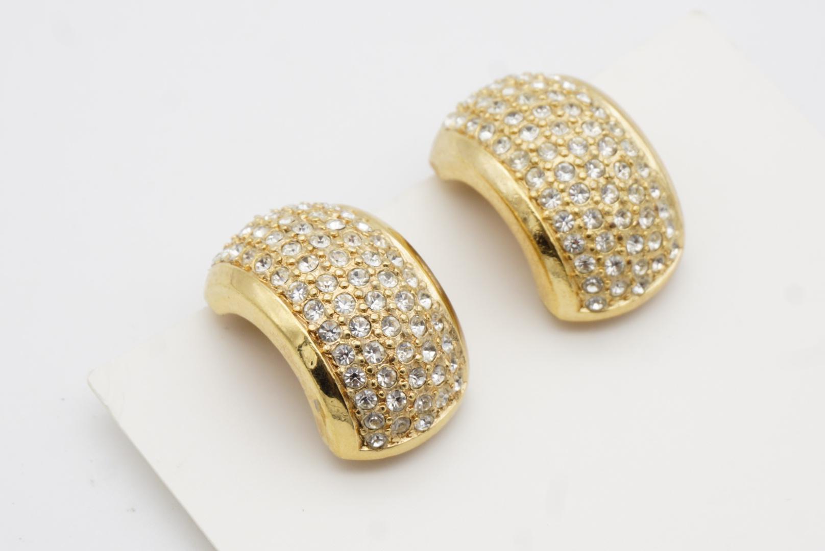 Christian Dior GROSSE Vintage 1970s Whole Crystals Dome Hoop Chunky Earrings For Sale 5