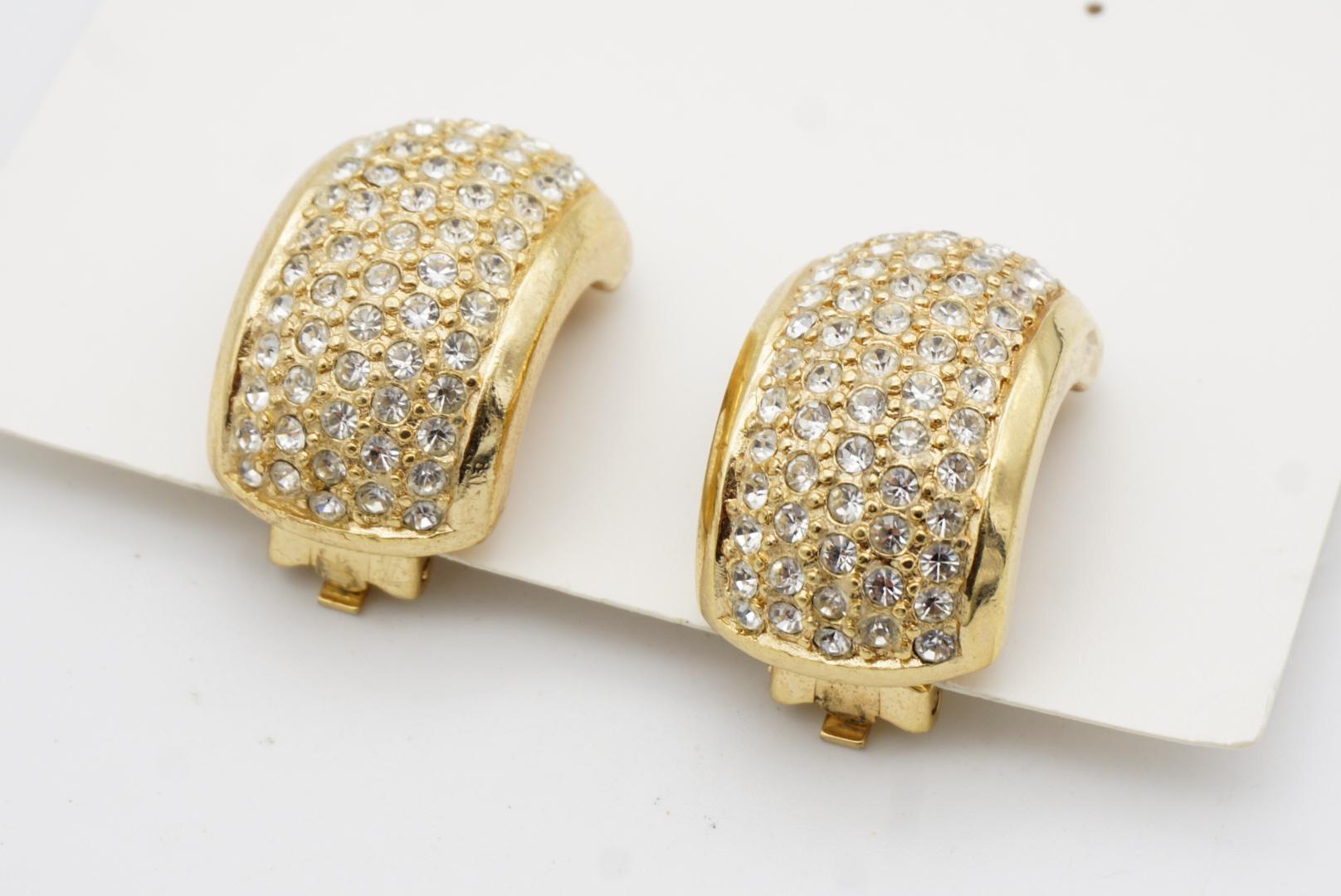 Christian Dior GROSSE Vintage 1970s Whole Crystals Dome Hoop Chunky Earrings For Sale 6