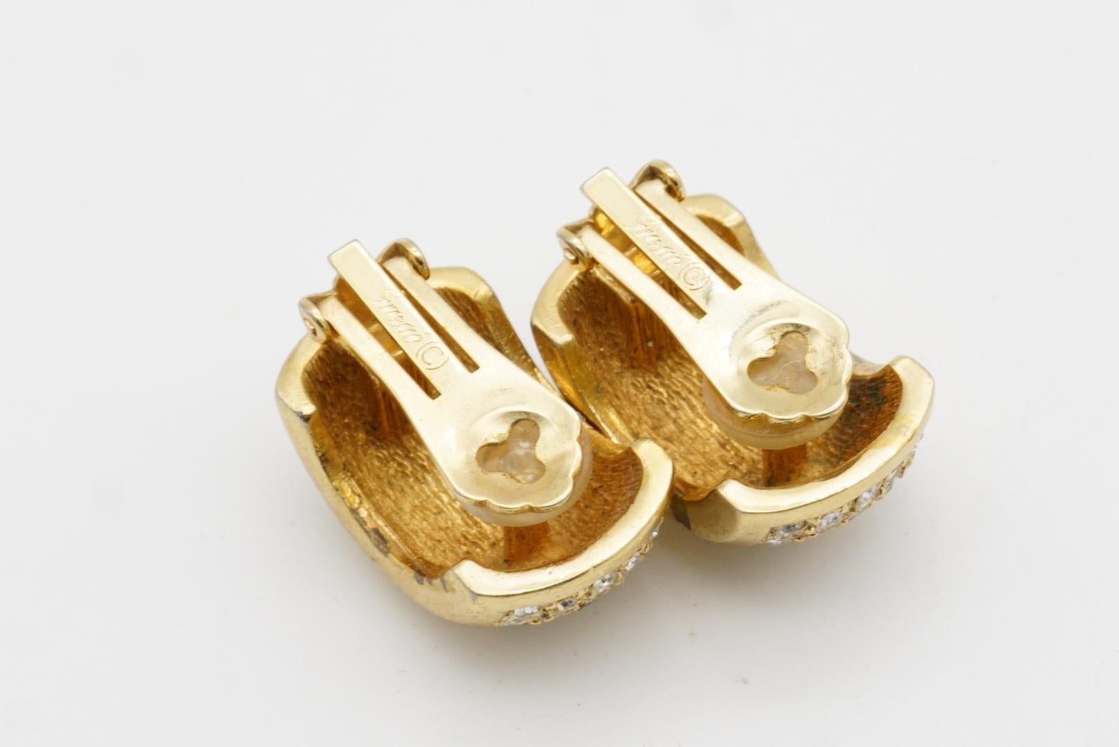 Christian Dior GROSSE Vintage 1970s Whole Crystals Dome Hoop Chunky Earrings For Sale 7