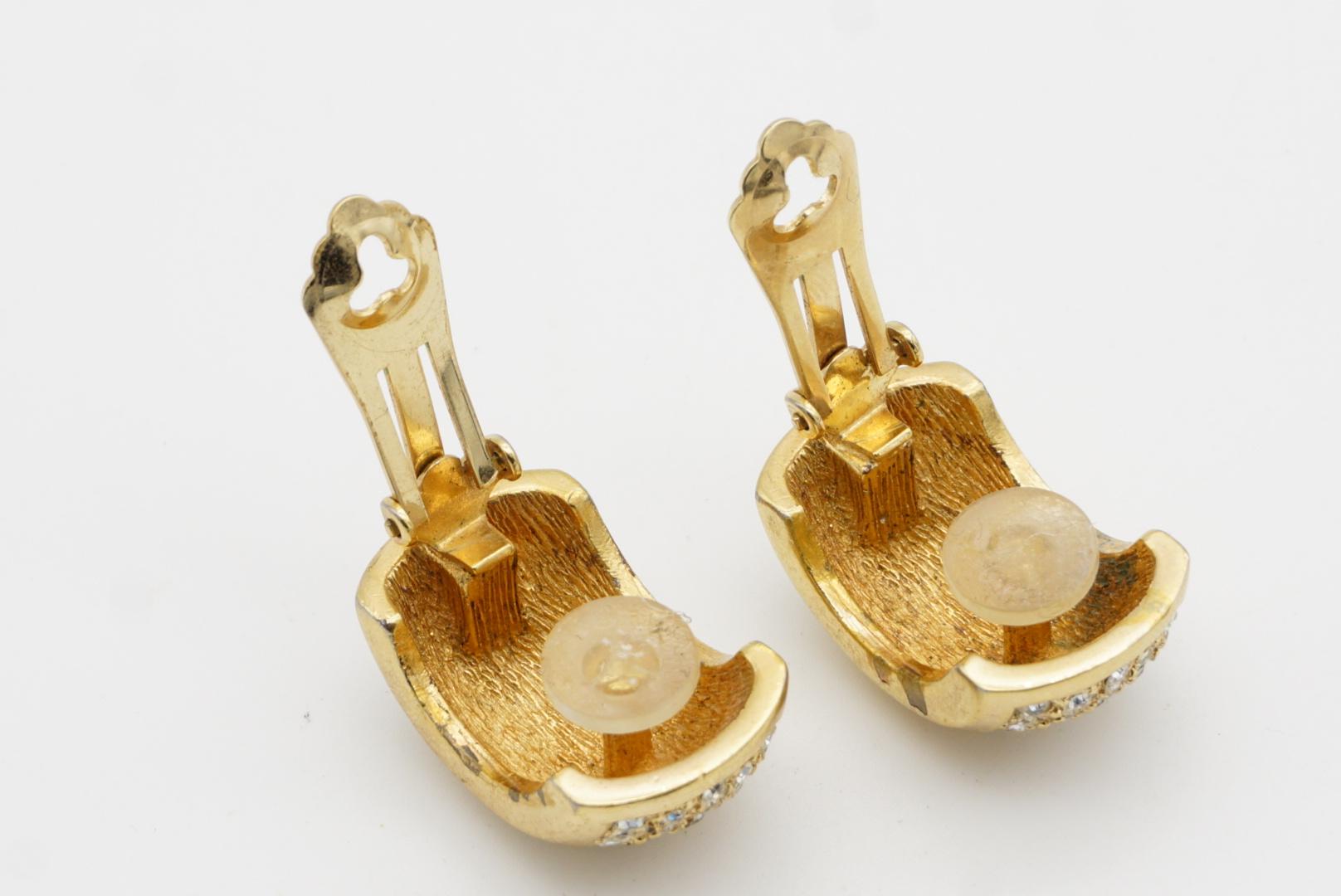 Christian Dior GROSSE Vintage 1970s Whole Crystals Dome Hoop Chunky Earrings For Sale 8