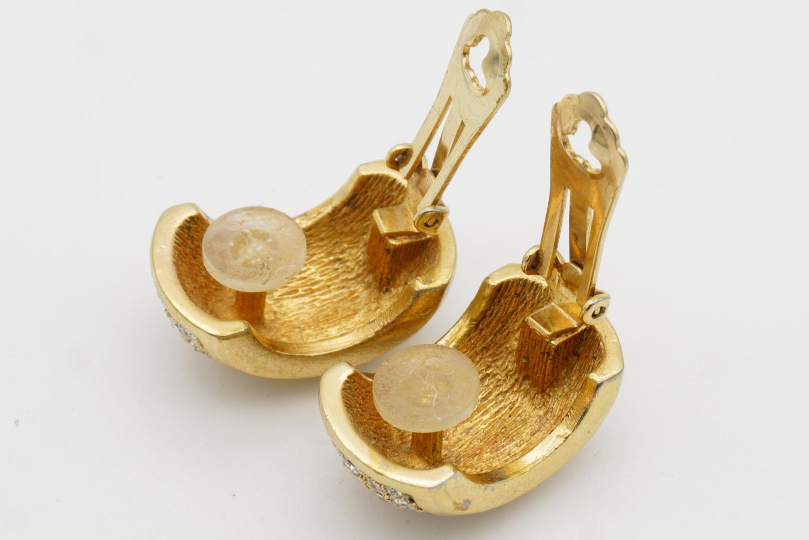 Christian Dior GROSSE Vintage 1970s Whole Crystals Dome Hoop Chunky Earrings For Sale 9