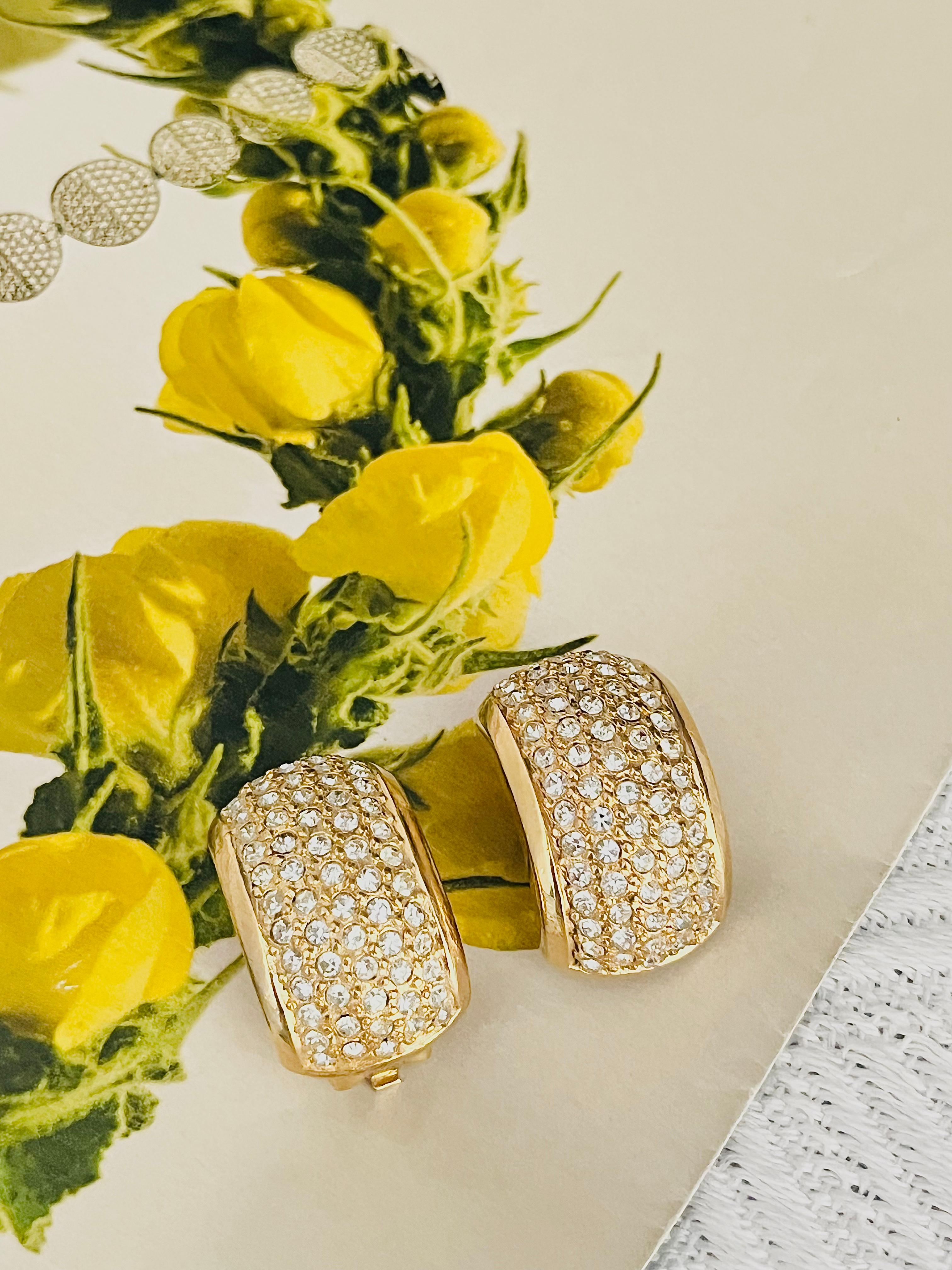 Women's or Men's Christian Dior GROSSE Vintage 1970s Whole Crystals Dome Hoop Chunky Earrings For Sale