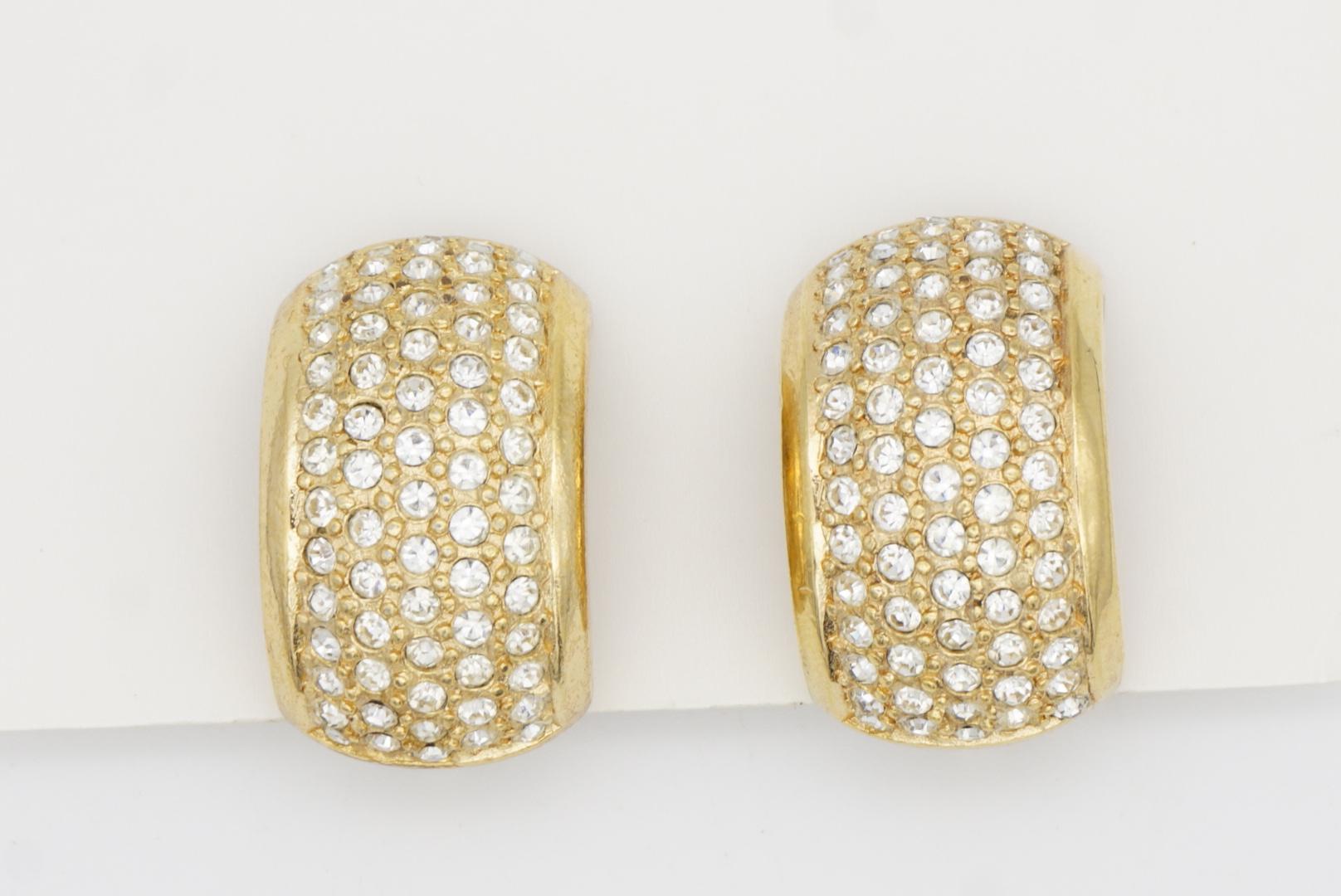 Christian Dior GROSSE Vintage 1970s Whole Crystals Dome Hoop Chunky Earrings For Sale 3