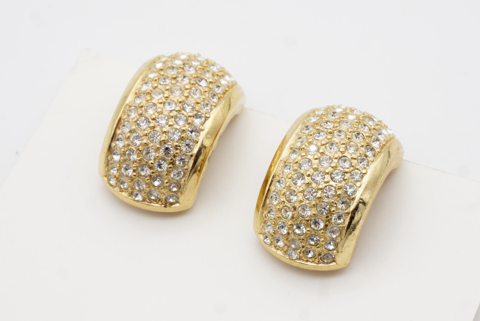 Christian Dior GROSSE Vintage 1970s Whole Crystals Dome Hoop Chunky Earrings For Sale 4