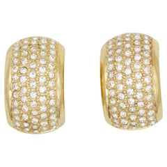 Christian Dior GROSSE Vintage 1970s Ganze Kristalle Dome Hoop Chunky Ohrringe