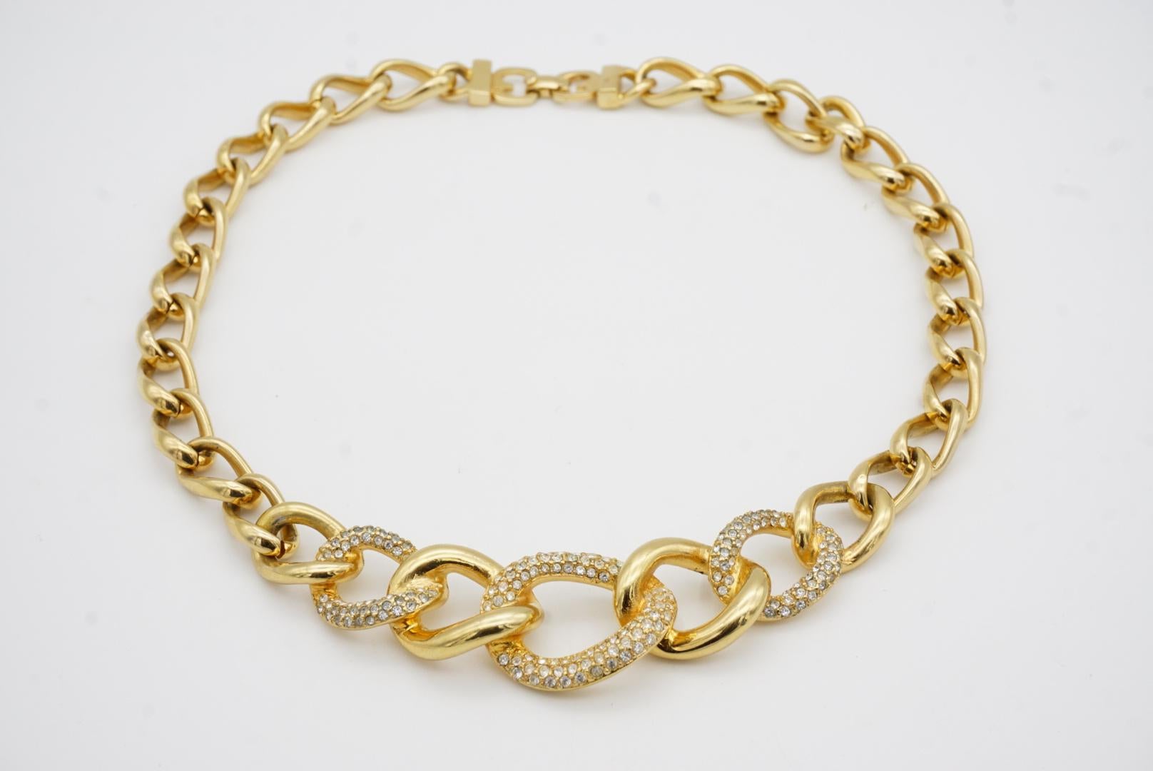 Christian Dior GROSSE Vintage 1980s Crystals Interlocked Link Pendant Necklace For Sale 5