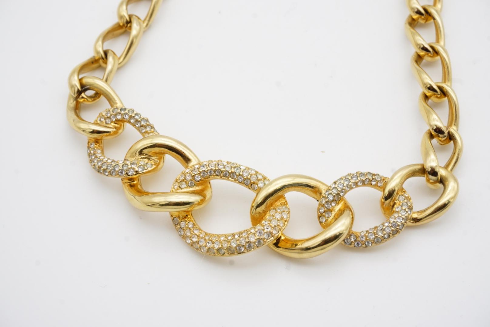 Christian Dior GROSSE Vintage 1980s Crystals Interlocked Link Pendant Necklace For Sale 6