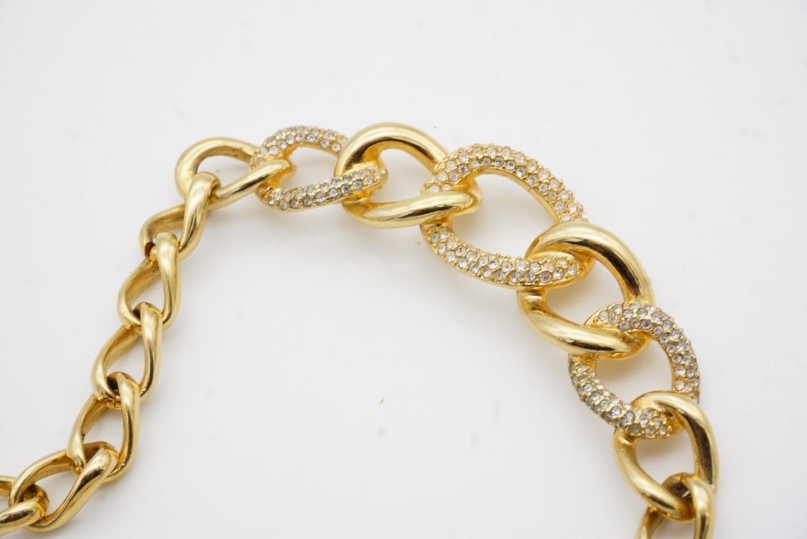 Christian Dior GROSSE Vintage 1980s Crystals Interlocked Link Pendant Necklace For Sale 7