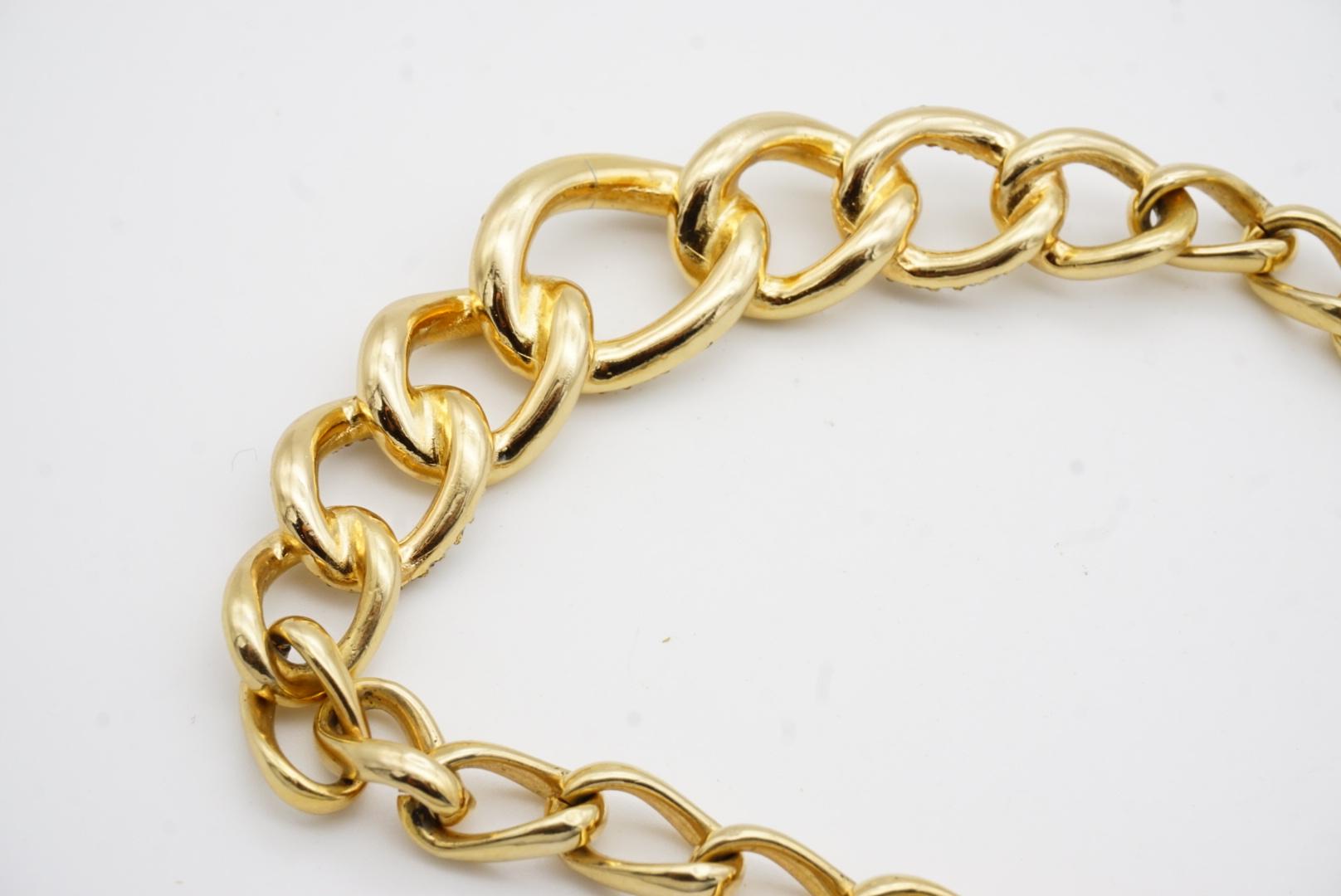 Christian Dior GROSSE Vintage 1980s Crystals Interlocked Link Pendant Necklace For Sale 8