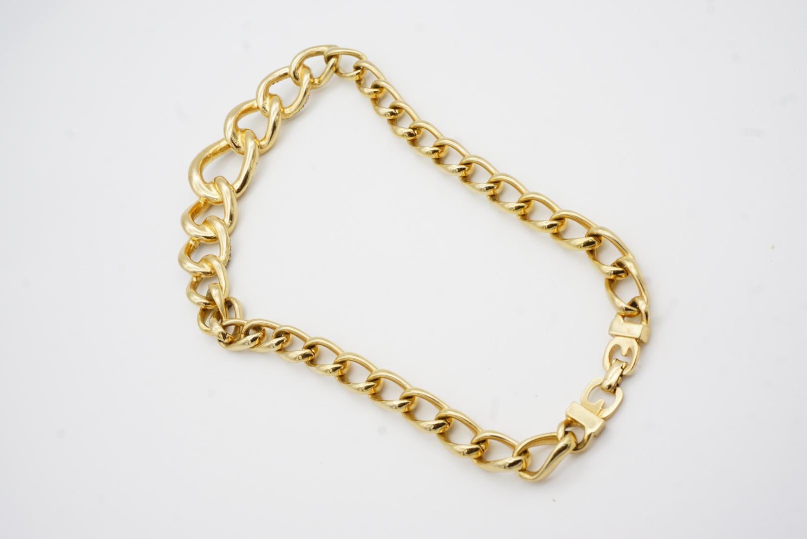 Christian Dior GROSSE Vintage 1980s Crystals Interlocked Link Pendant Necklace For Sale 9