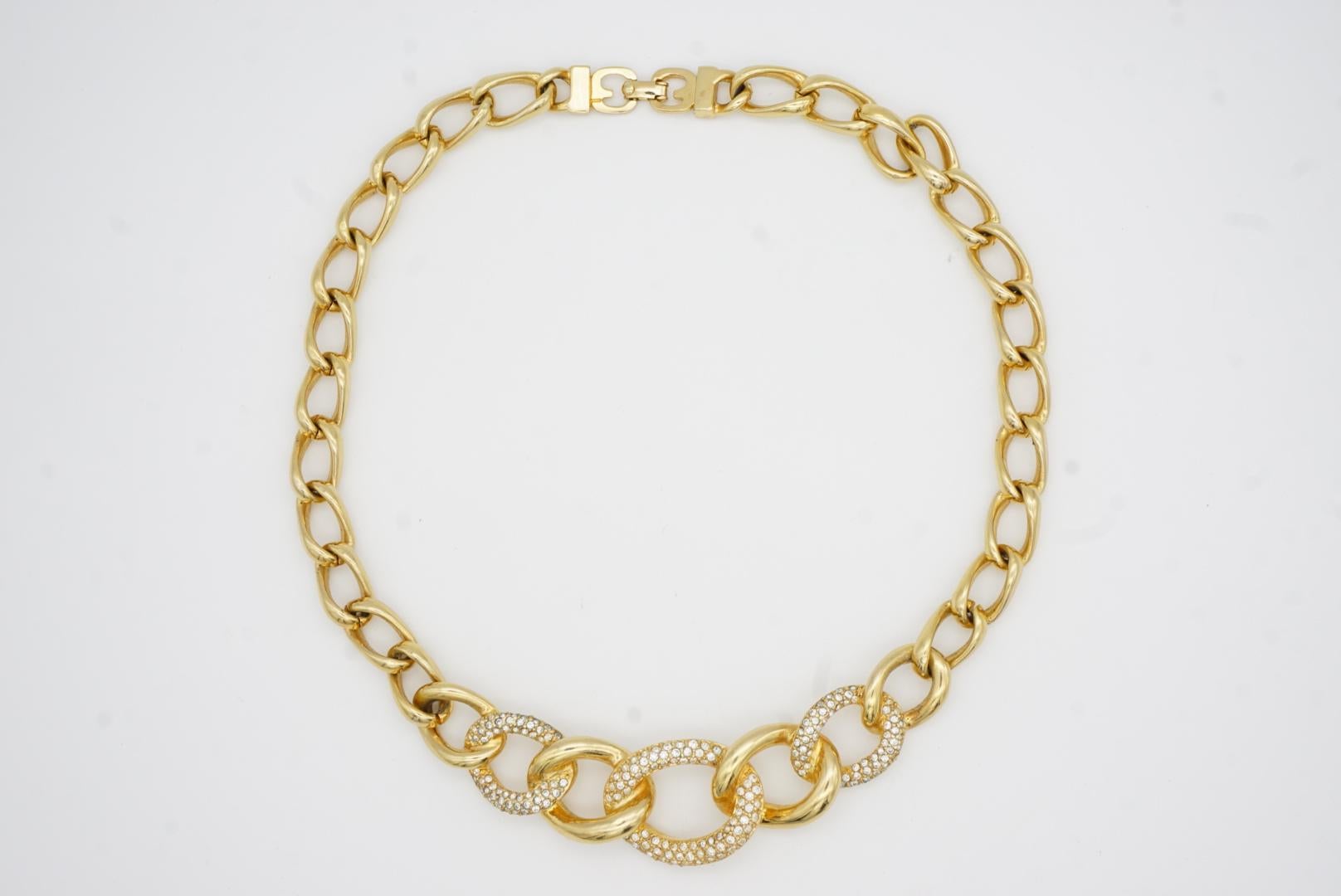Christian Dior GROSSE Vintage 1980s Crystals Interlocked Link Pendant Necklace For Sale 4