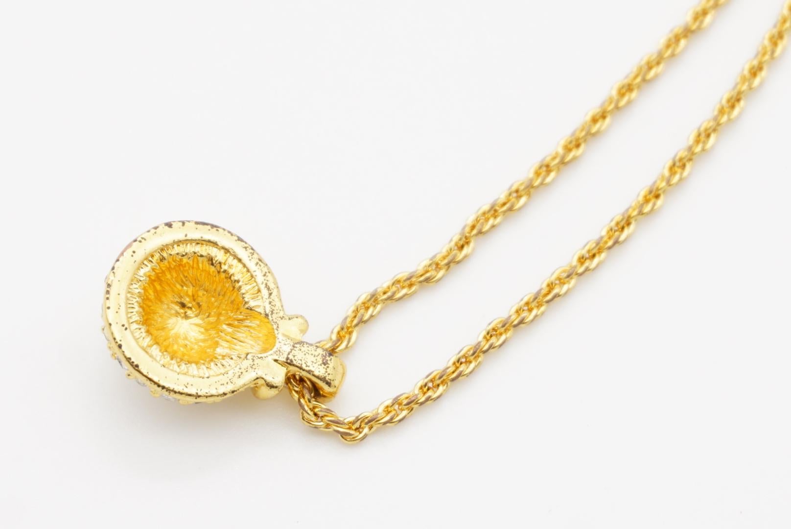Christian Dior GROSSE Vintage Ball Semi Circle Dome Crystals Pendant Necklace For Sale 6