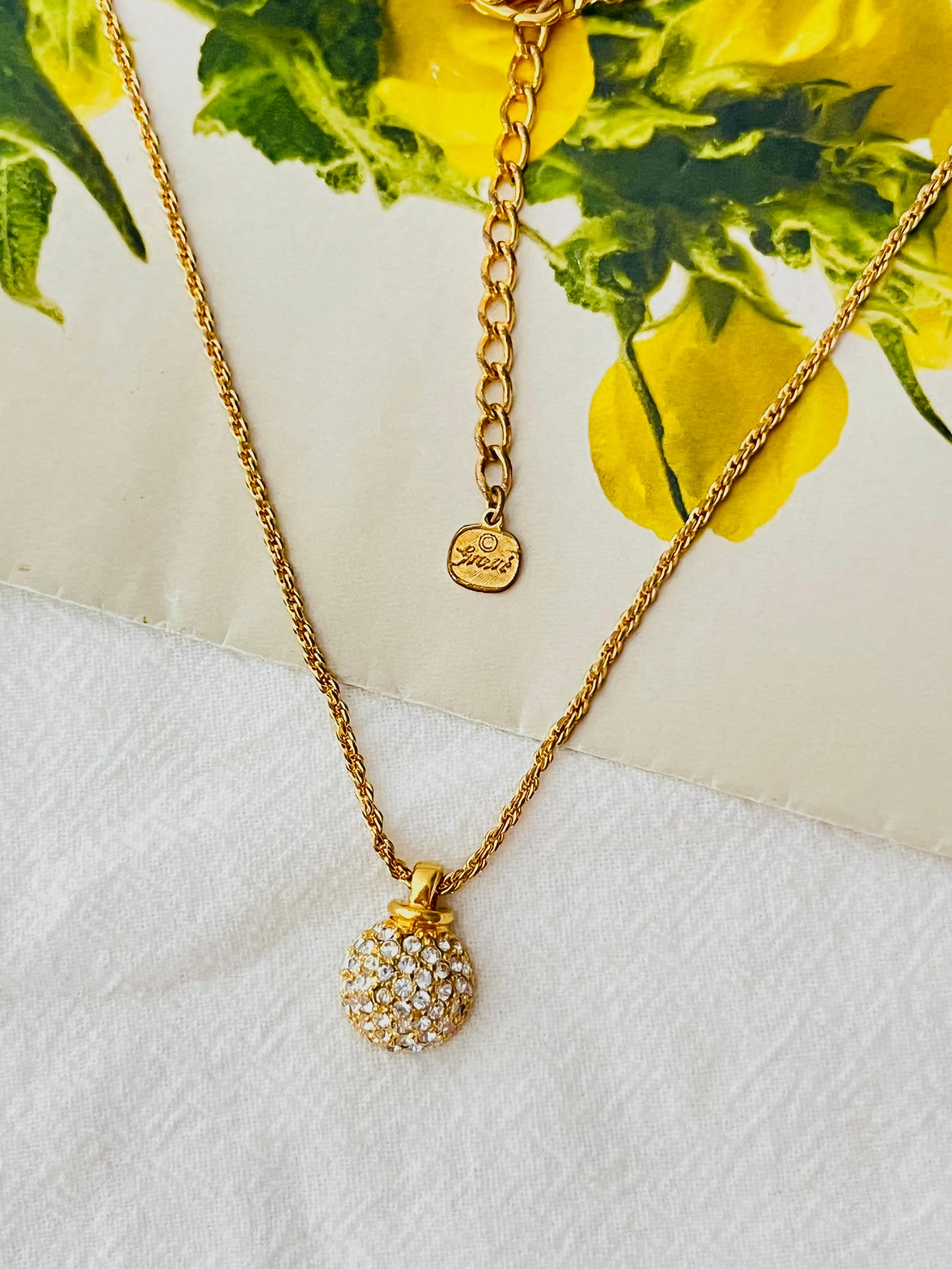 Art Deco Christian Dior GROSSE Vintage Ball Semi Circle Dome Crystals Pendant Necklace For Sale