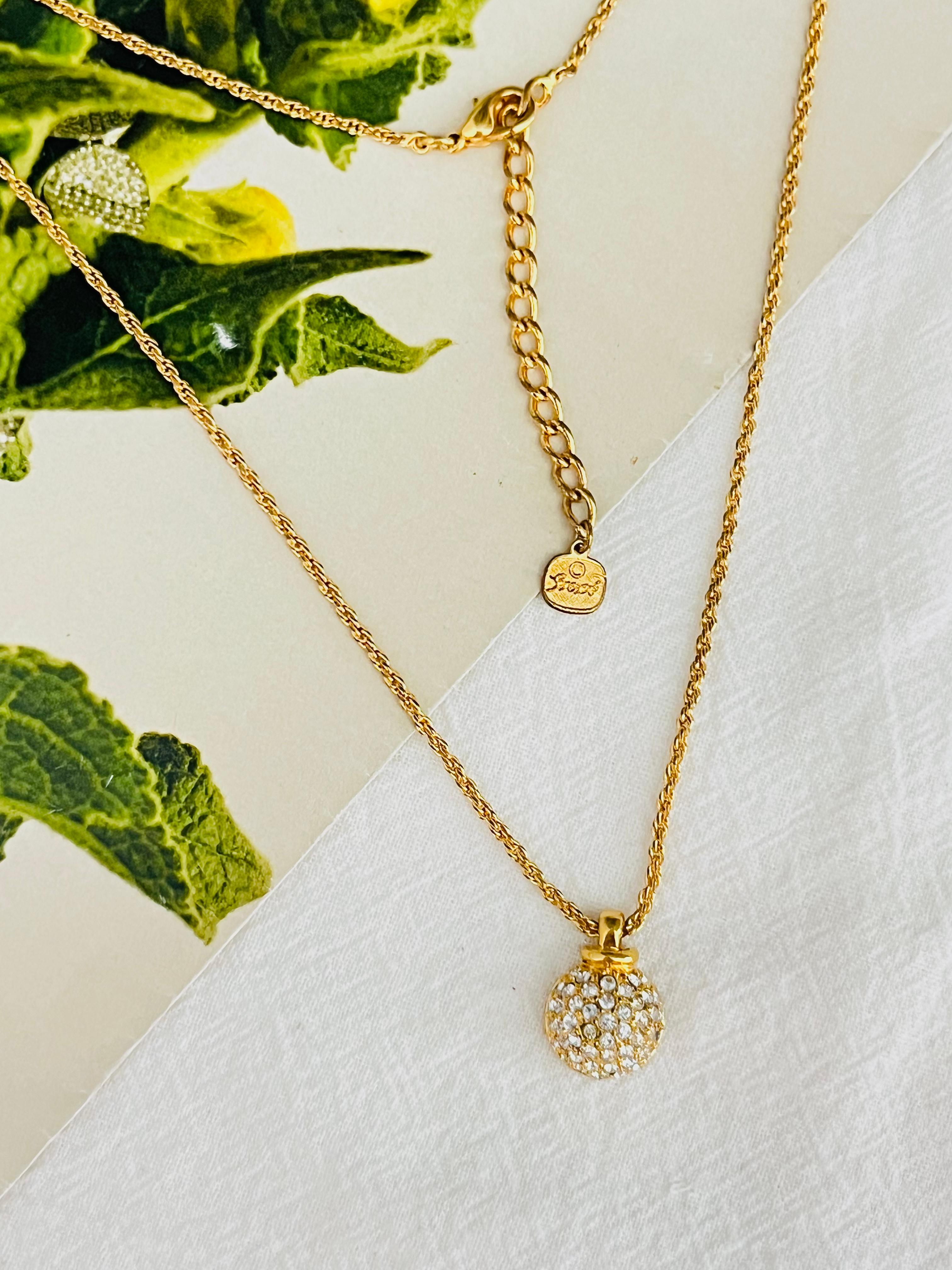Christian Dior GROSSE Vintage Ball Semi Circle Dome Crystals Pendant Necklace In Excellent Condition For Sale In Wokingham, England