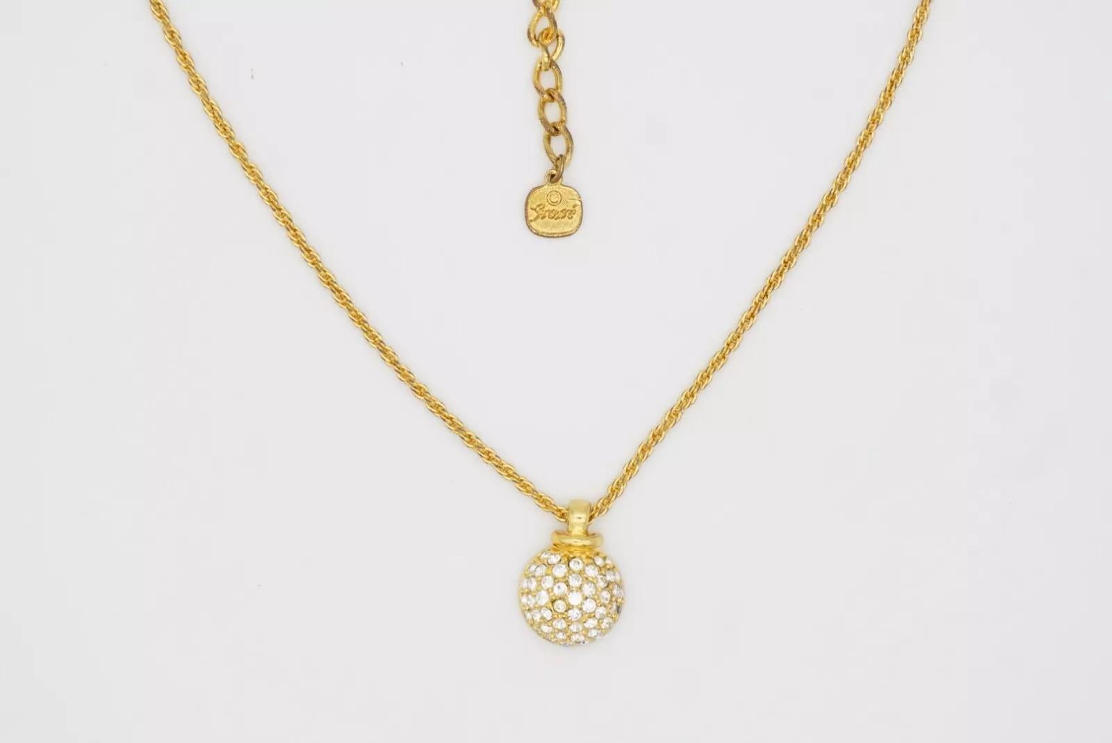 Christian Dior GROSSE Vintage Ball Semi Circle Dome Crystals Pendant Necklace For Sale 3