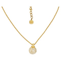 Christian Dior GROSSE Vintage Ball Semi Circle Dome Crystals Pendant Necklace