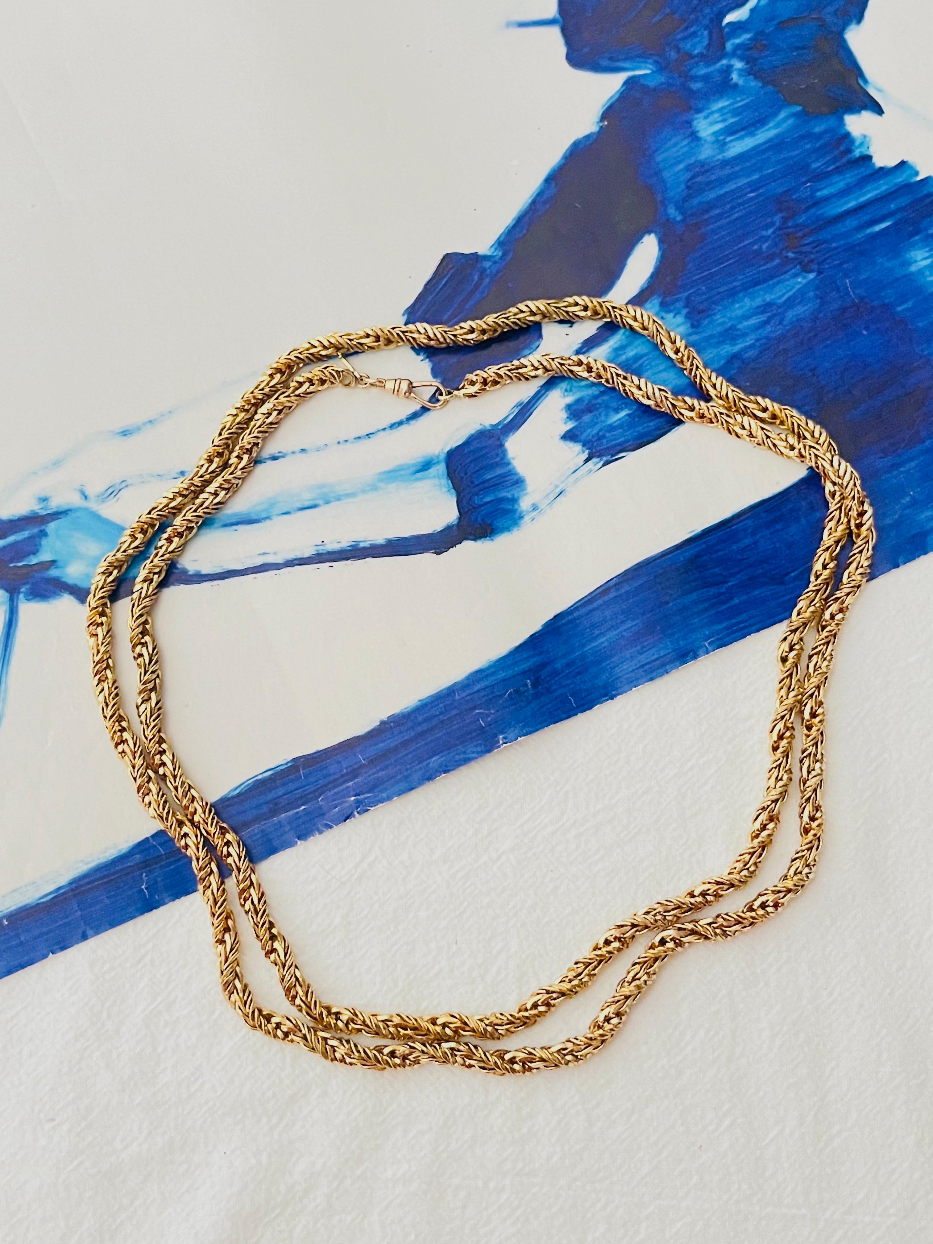 Christian Dior GROSSE Vintage Collar Versátil de Cuerda Trenzada y Cadena Larga Art Decó en venta