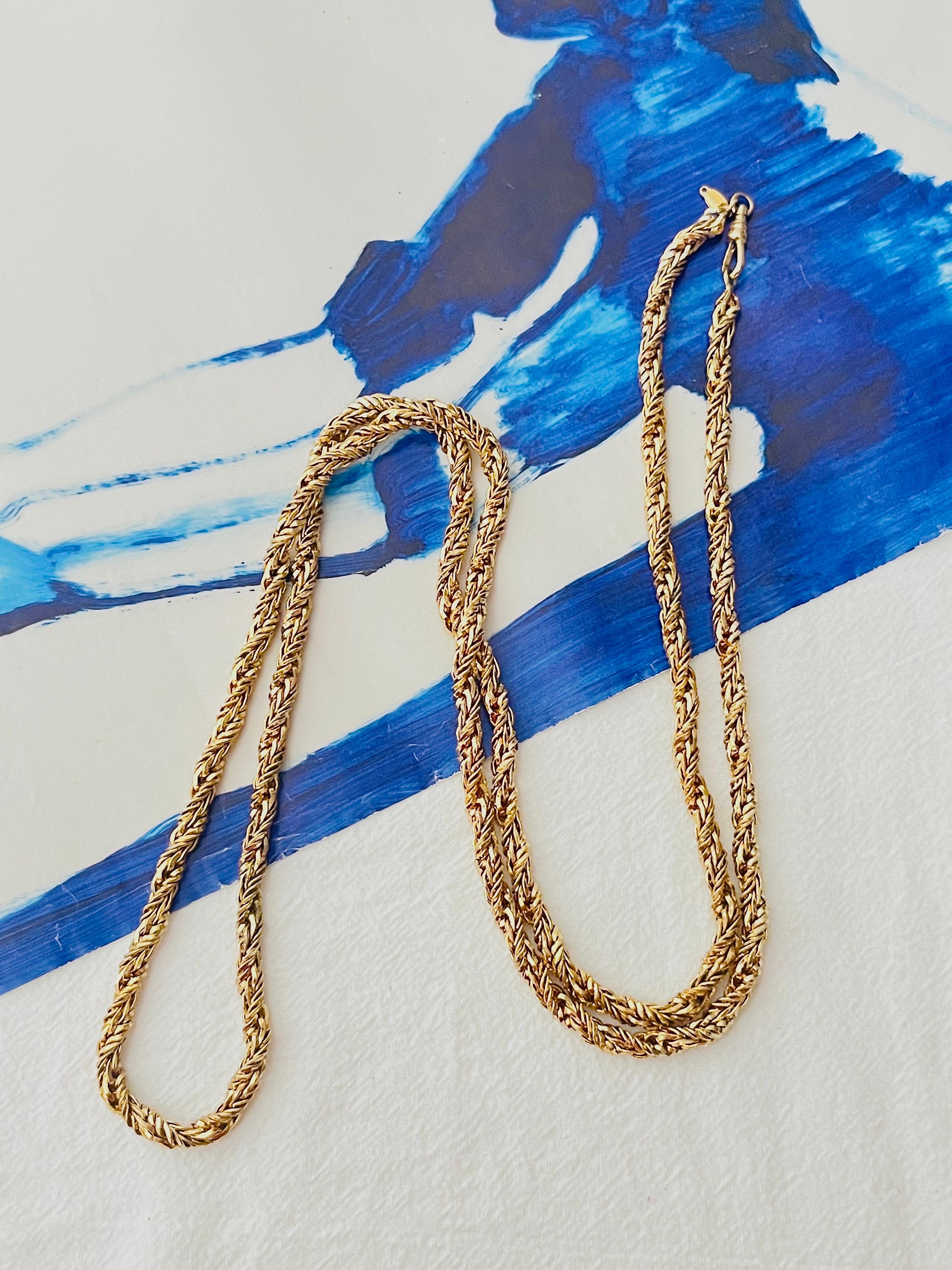 Christian Dior GROSSE Vintage Braided Twist Rope Long Chain Versatile Necklace In Good Condition In Wokingham, England