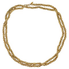 Christian Dior GROSSE Vintage Braided Twist Rope Long Chain Versatile Necklace