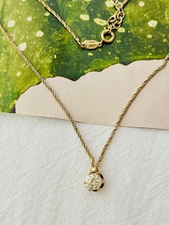 Christian Dior GROSSE Vintage Circle Round White Clear Crystal Pendant Necklace